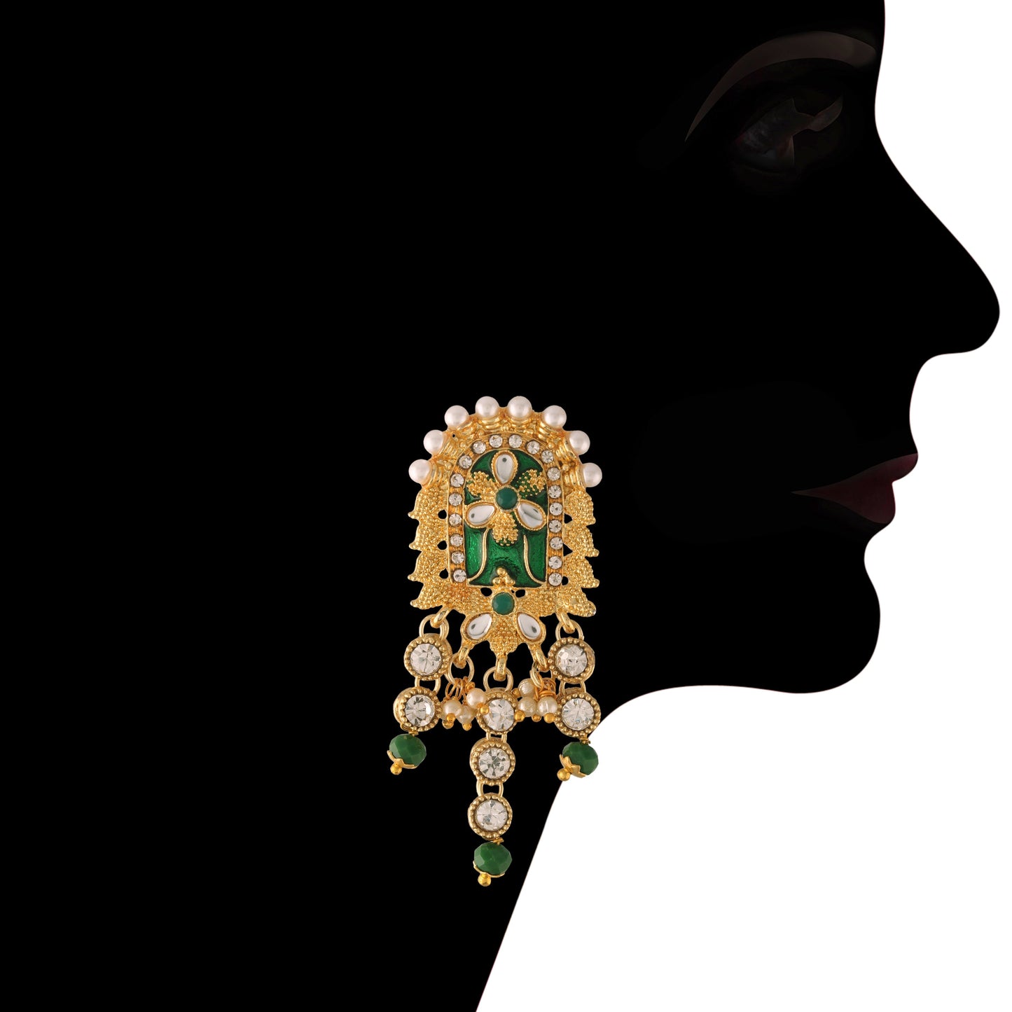Women's gold plated handcrafted enamel meena work traditional choker with stone studded jewellery set ml123g