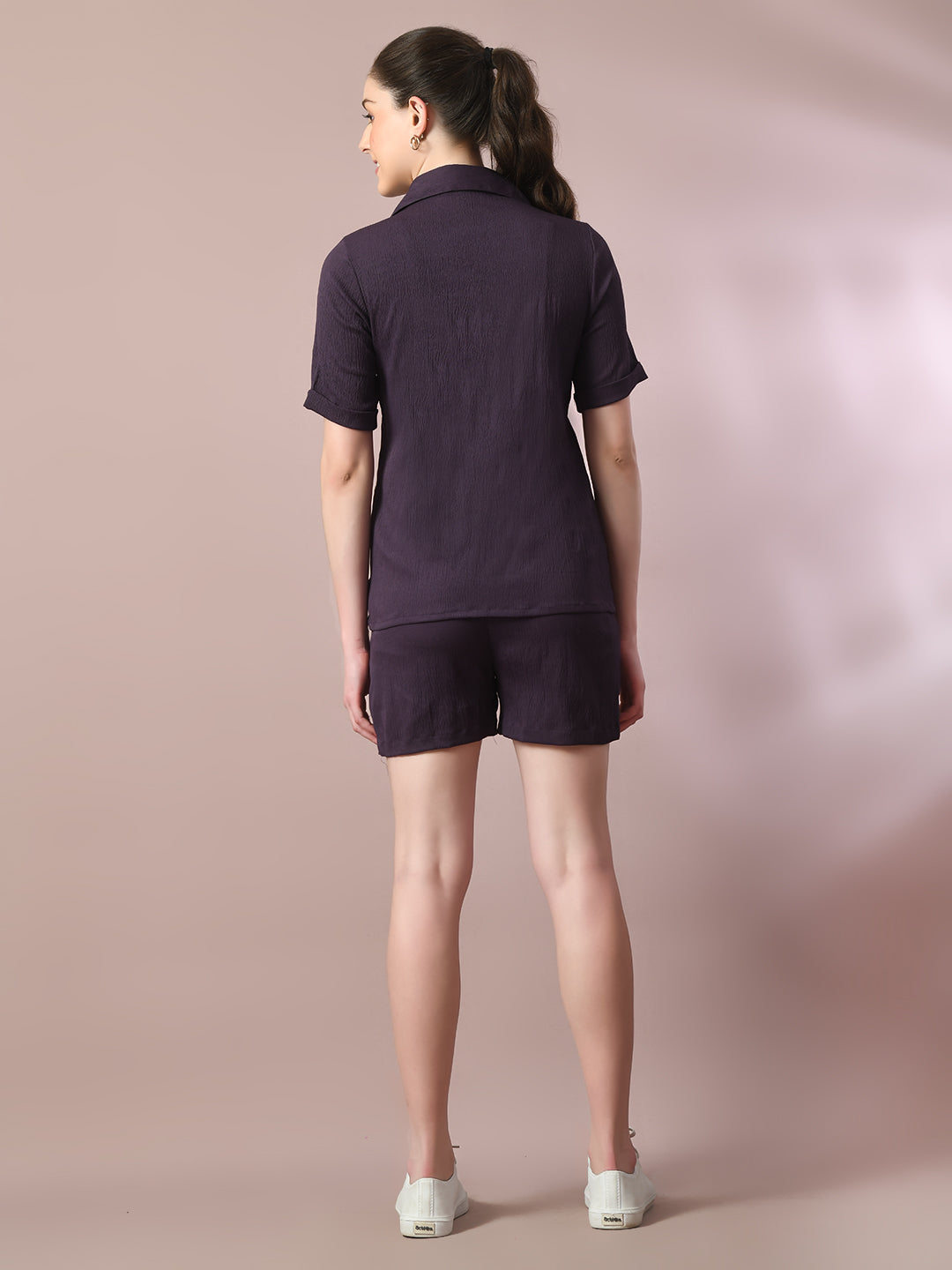 Women's Violet Solid Regular Fit Shirt