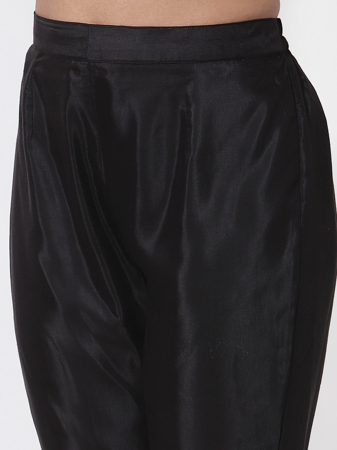 Women Black Chanderi Silk Kurta Pant & Dupatta Set by Myshka (