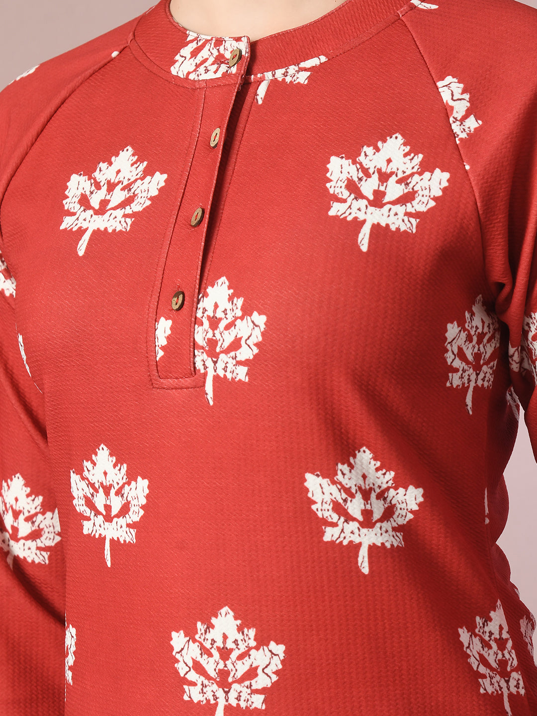 Women's Rust Embellished Raglan Sleeve Party Top