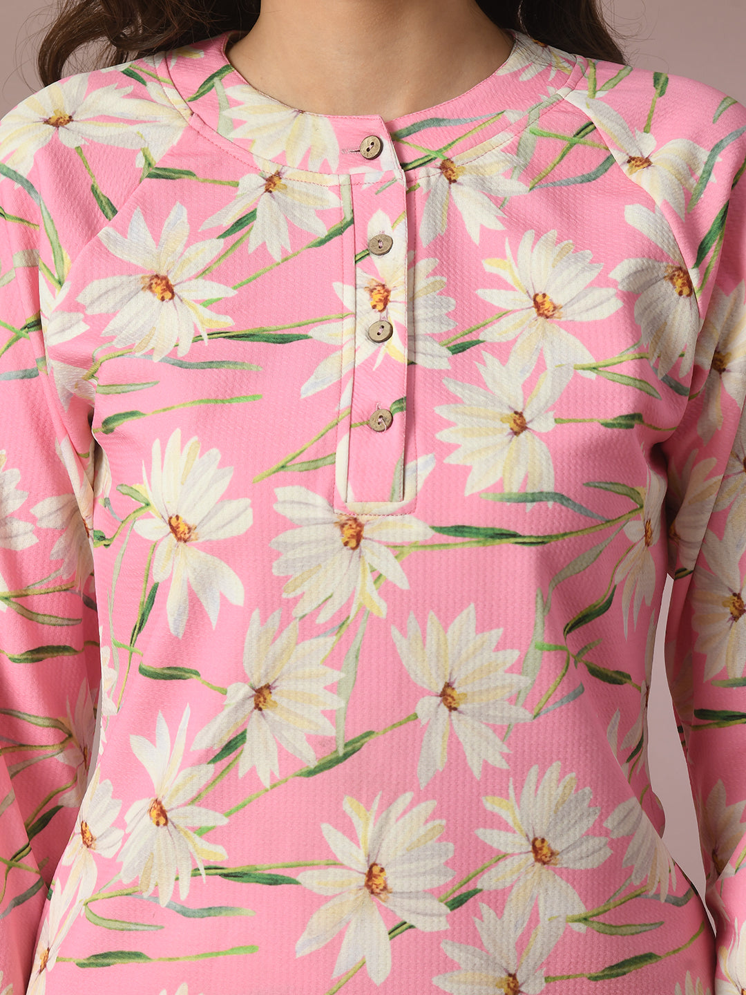 Women's Pink Embellished Raglan Sleeve Party Top