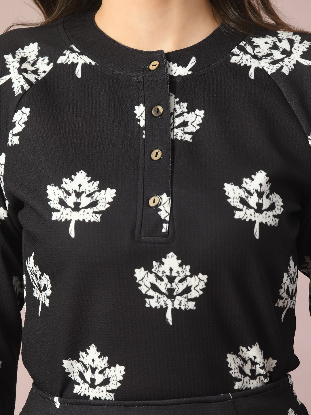 Women's Black Embellished Raglan Sleeve Party Top
