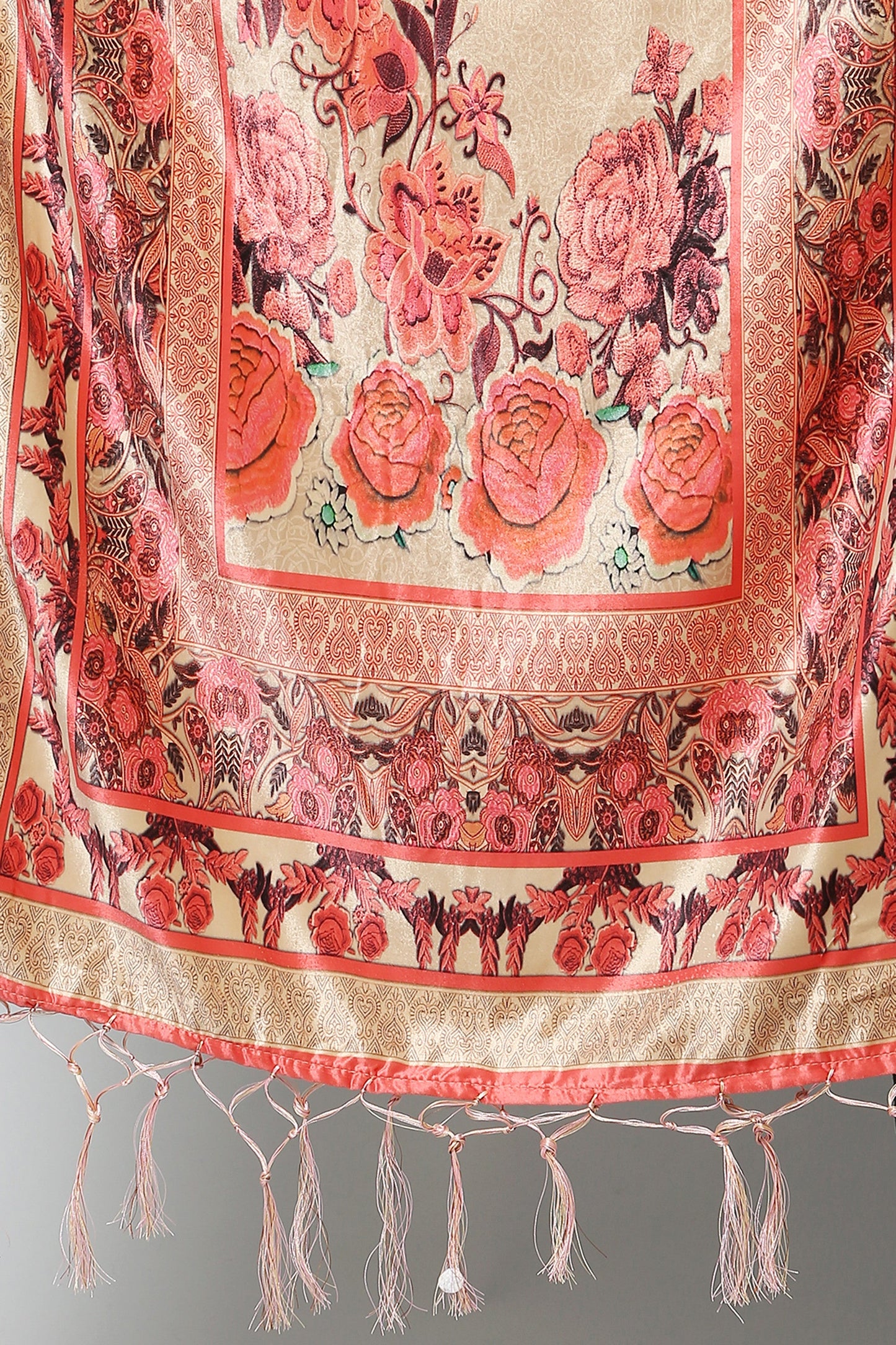 Women's Red & Beige Color Polyster Velvet Digital Printed Dupatta