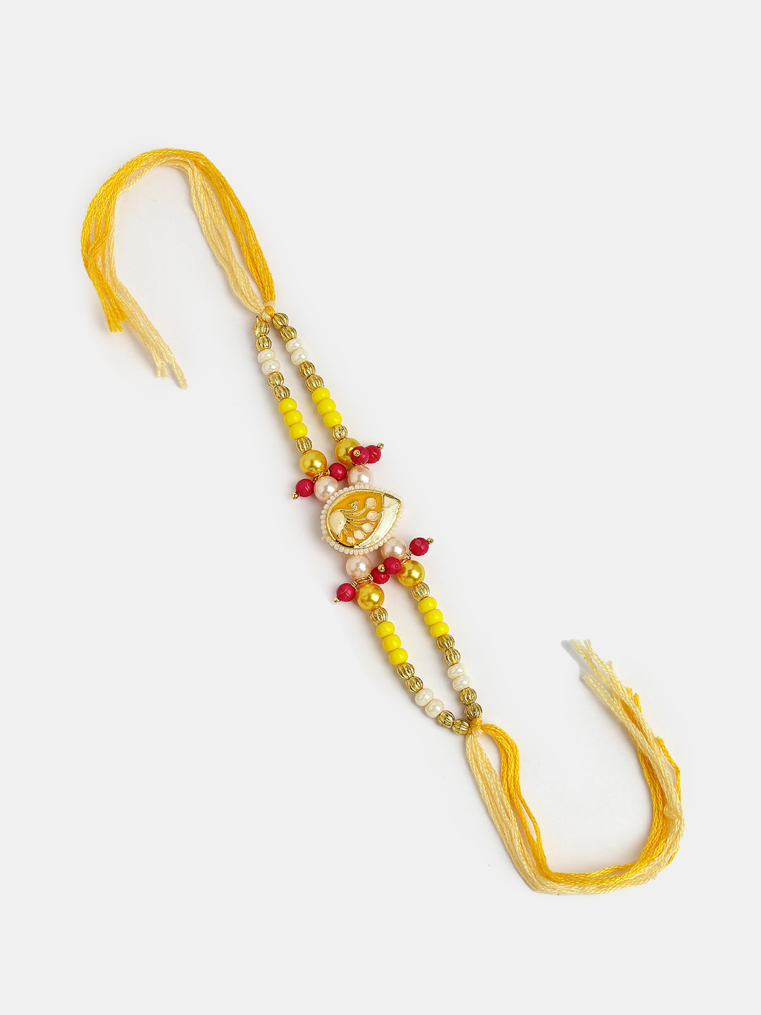 Set Of 2 Yellow Peacock Design Bhaiya Bhabhi Rakhi With Roli Chawal & Chocolate