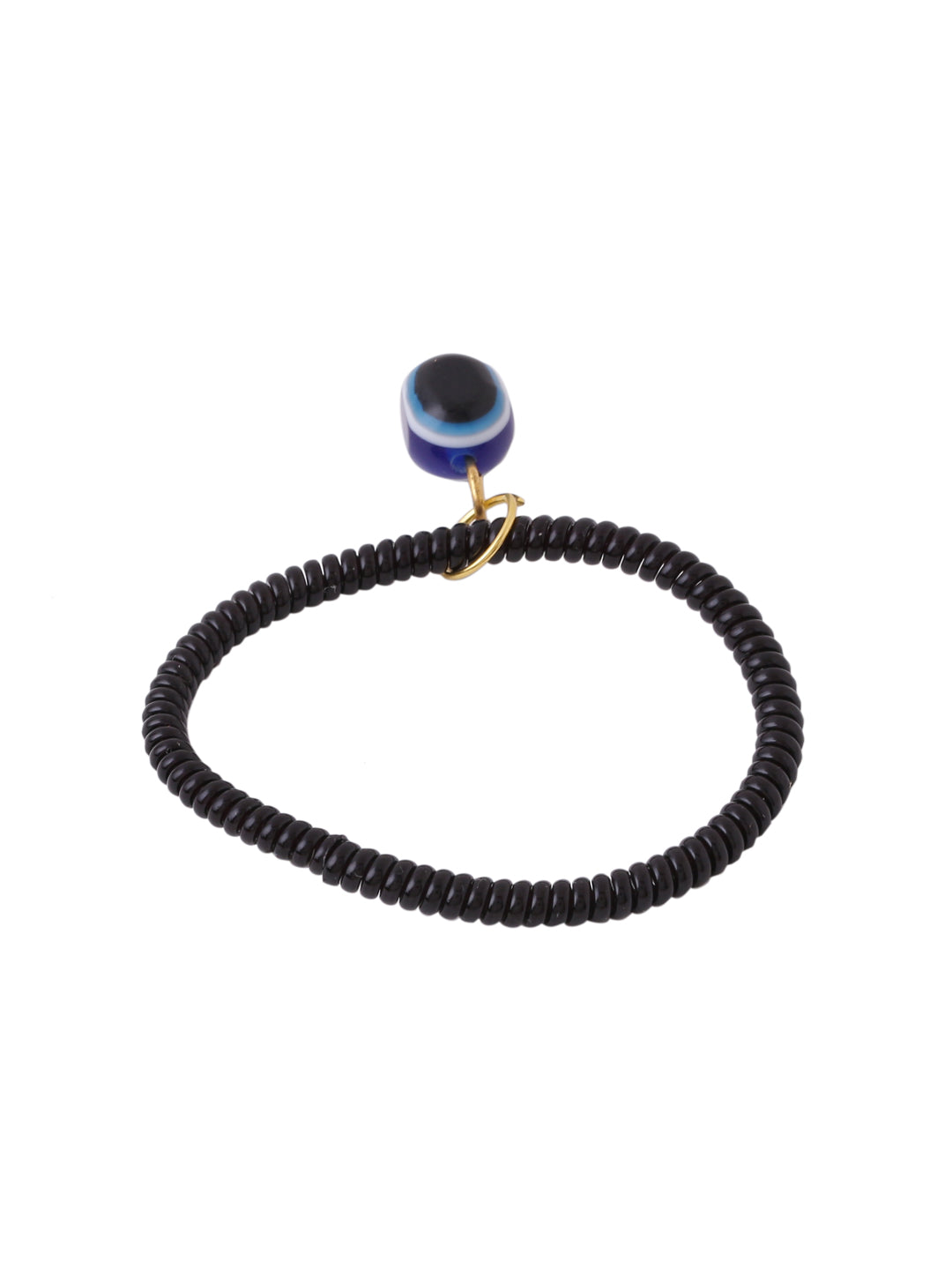 Black Evil Eye Spring Ring Rakhi With Roli Chawal
