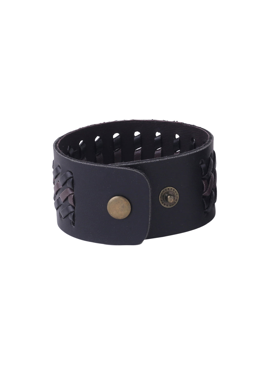 Men's Set Of 2 Black Leather Bracelet
