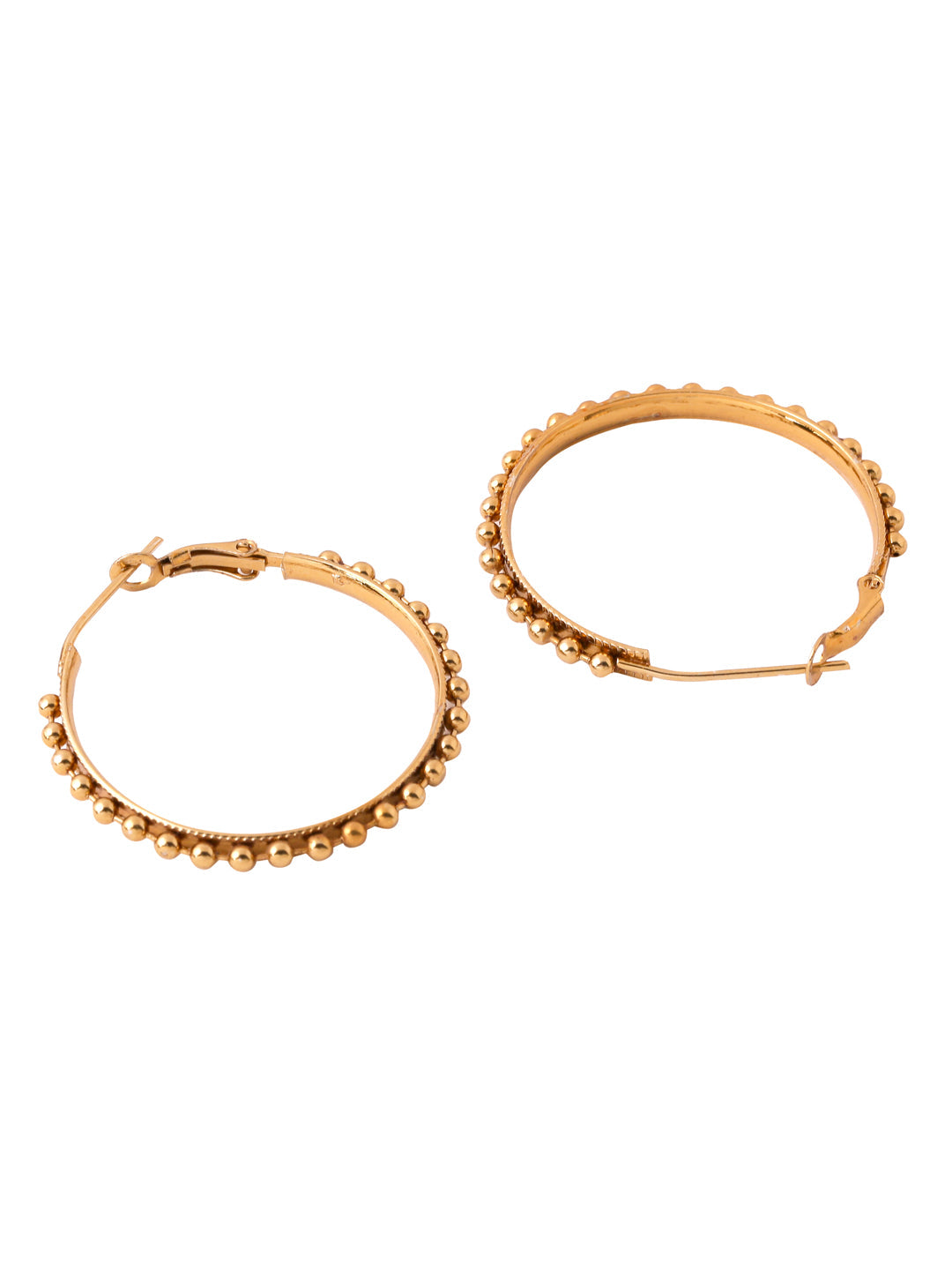 Women's Gold Toned Beaded Circular Earrings
