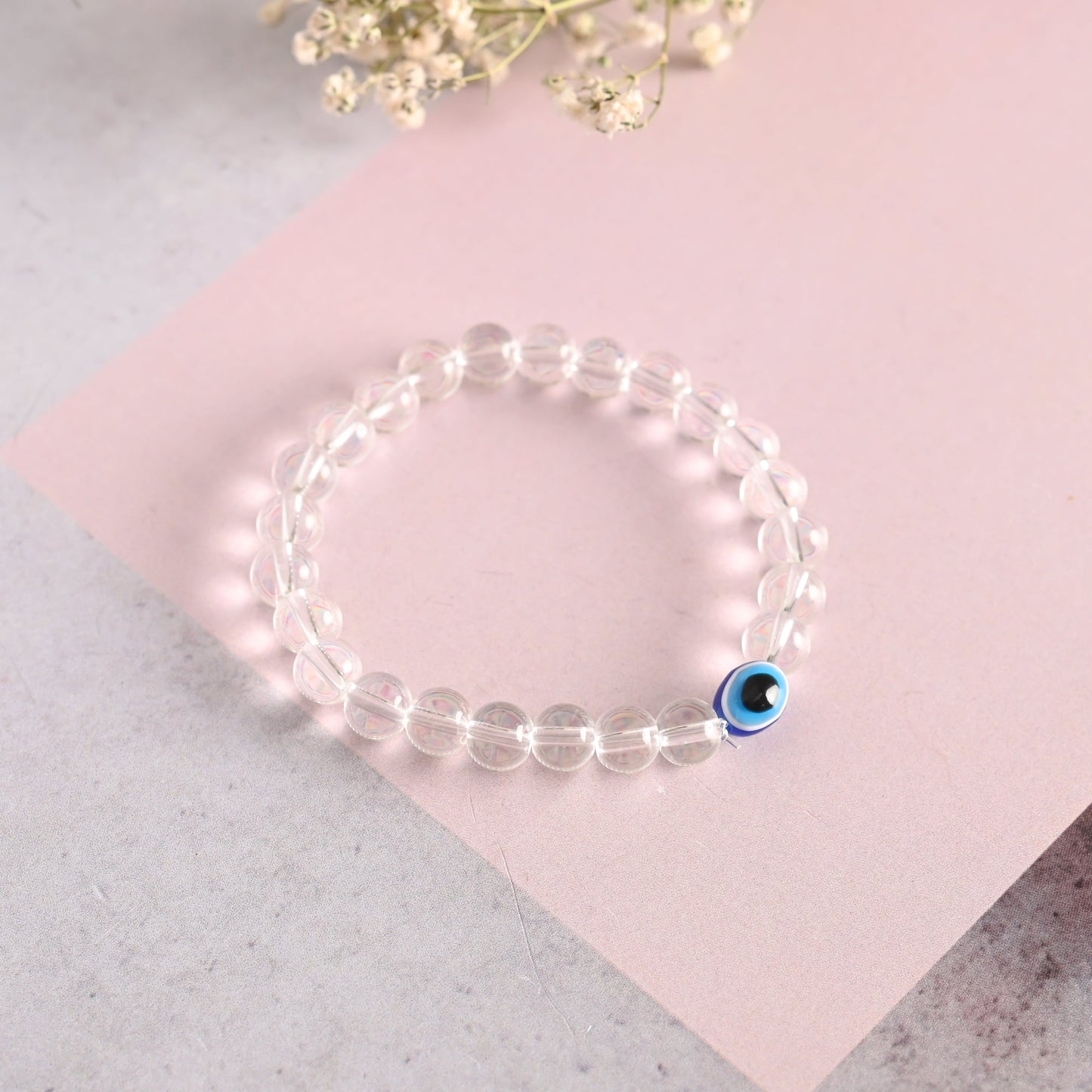 Unisex Transparent Beaded Elasticated Bracelet
