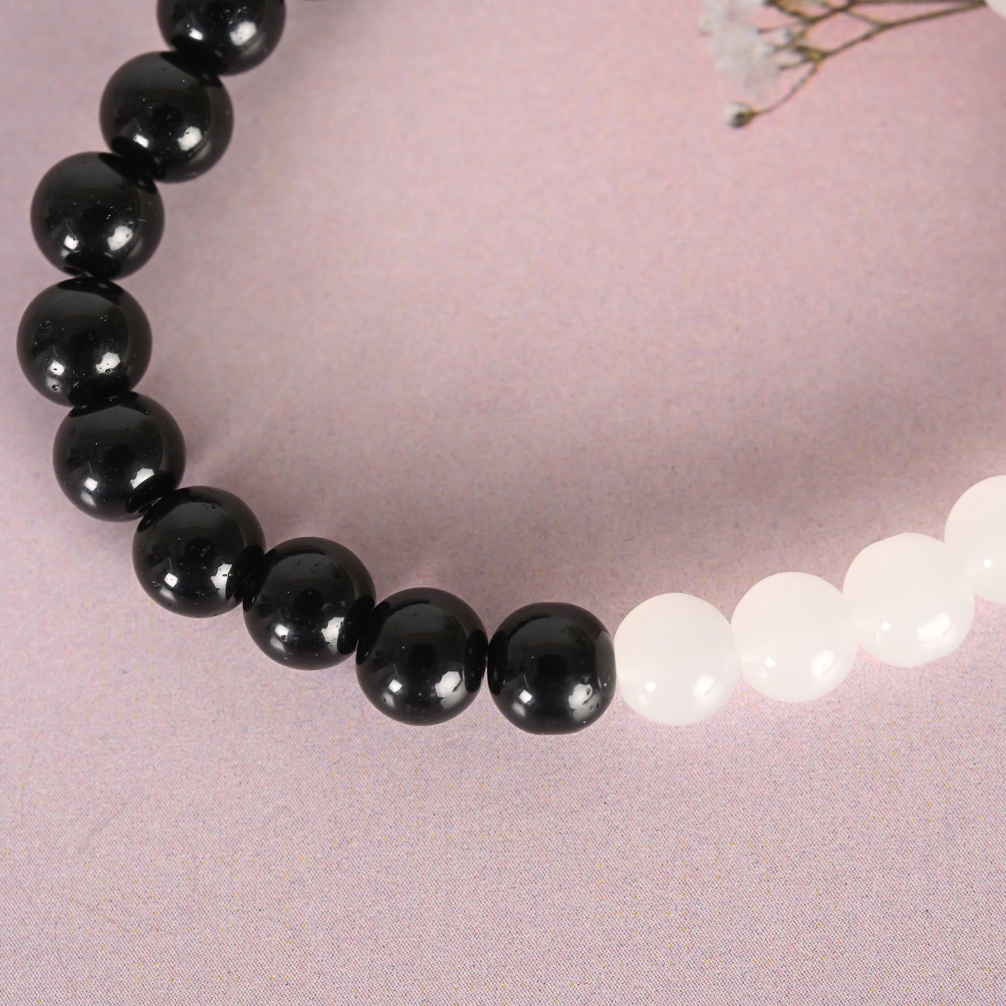 Unisex Black & White Marbel crystal Elasticated Bracelet