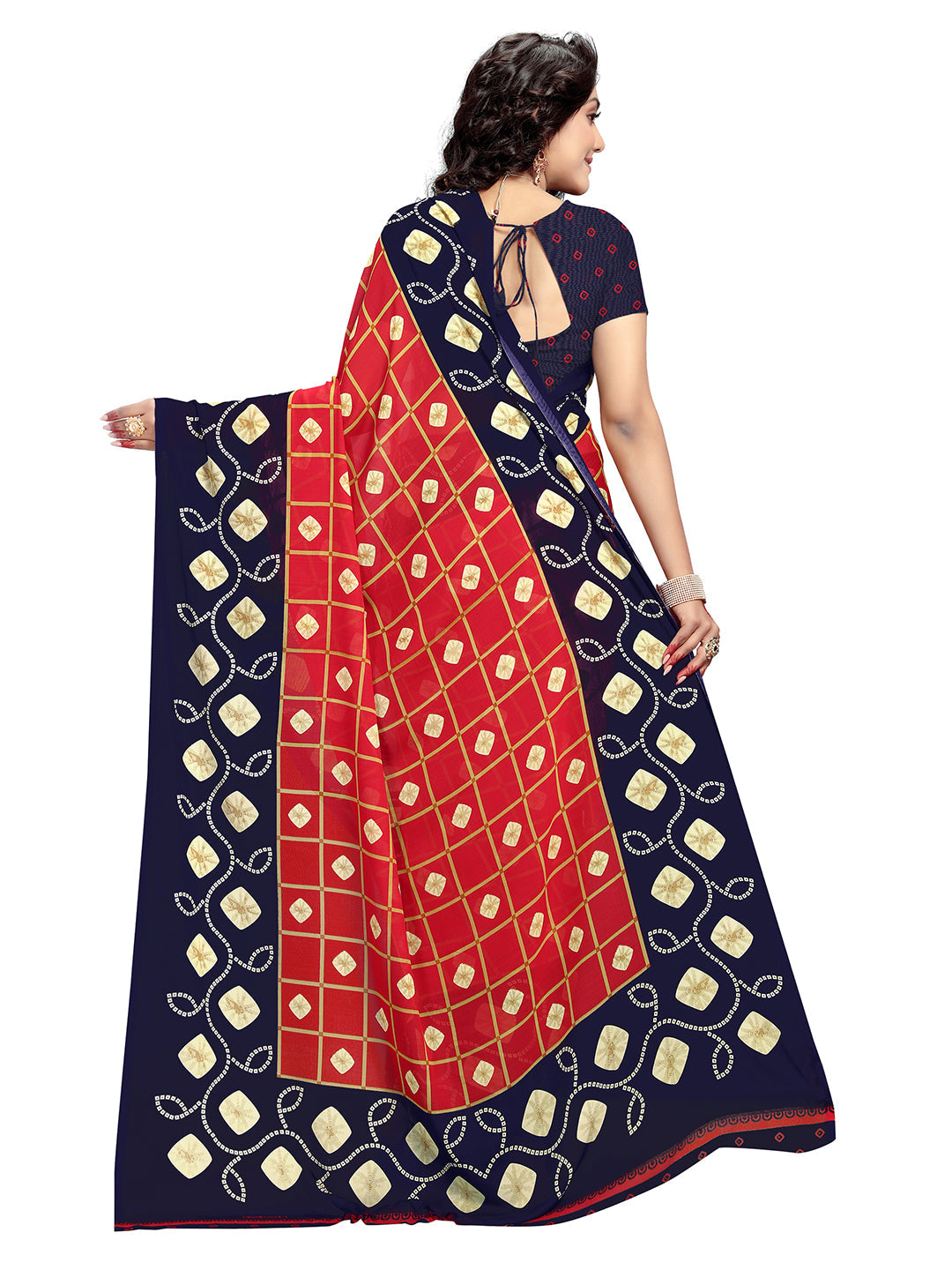 Women's Red Georgette Printed Saree