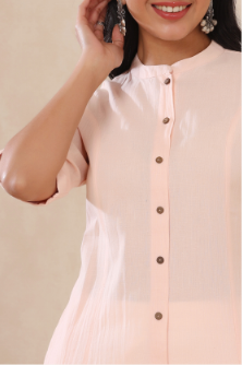 Women's Peach Cotton Flex Solid A-Line Kurta