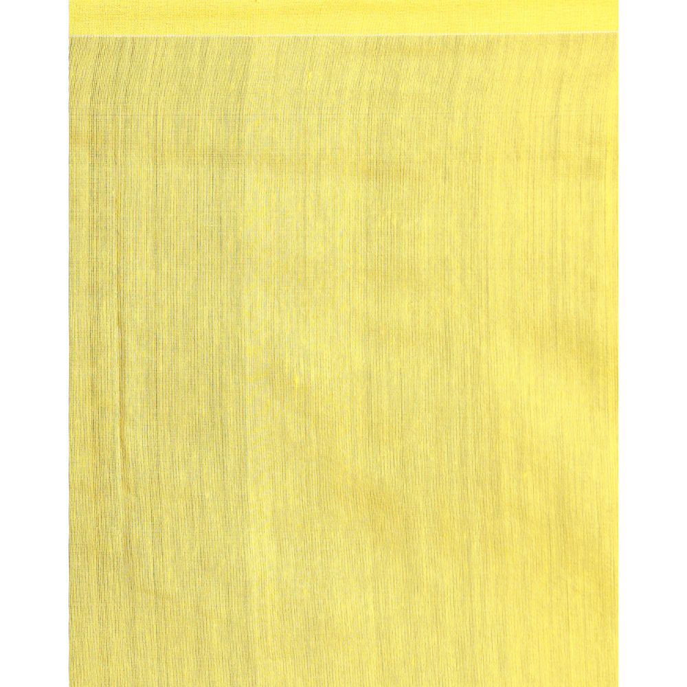 Women's Yellow Hand Woven Cotton Silk Jamdani Saree