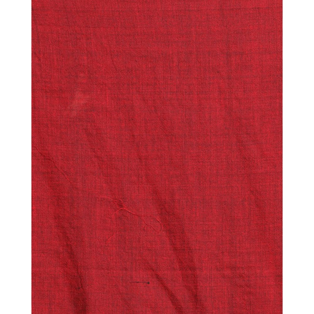 Women's Handspun Cotton Red Handloom Saree