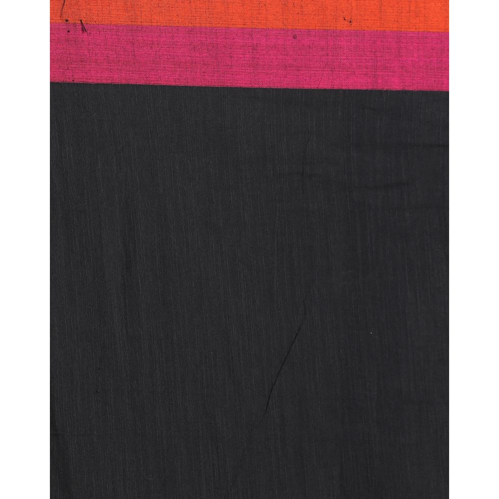 Women's Handspun Cotton Black Handloom Begampuri Saree