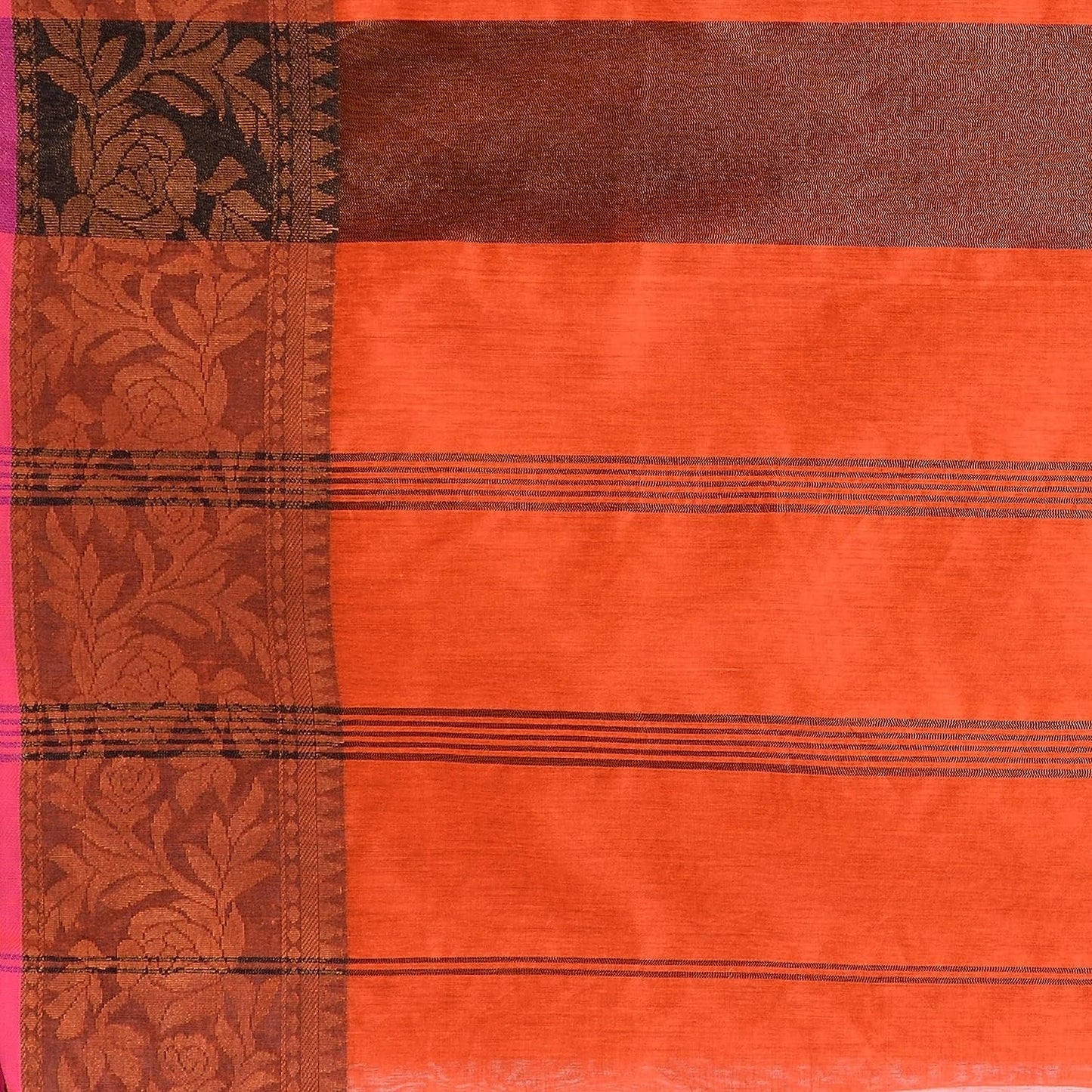 Women's Cotton Handloom Cotton Silk Saree Gulab Work With Blouse Piece
