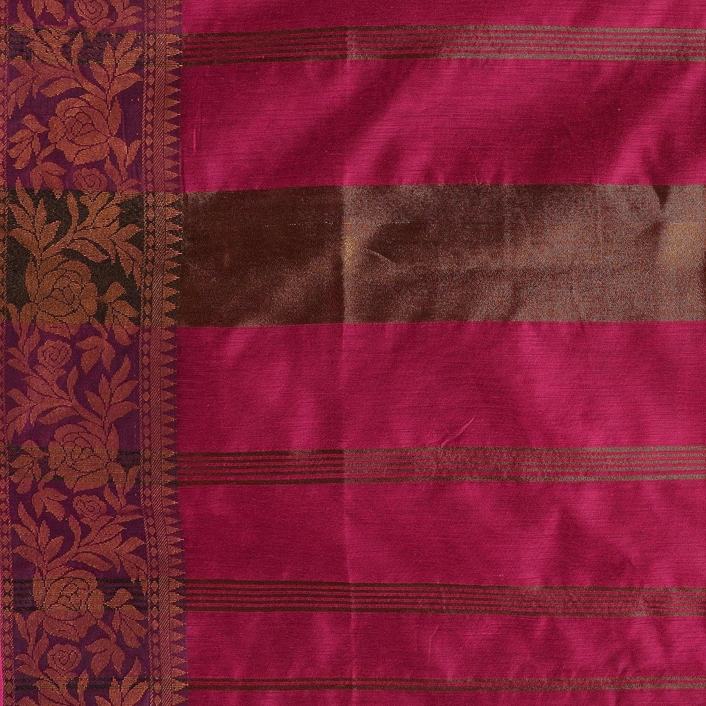 Women's Cotton Handloom Cotton Silk Saree Gulab Work With Blouse Piece