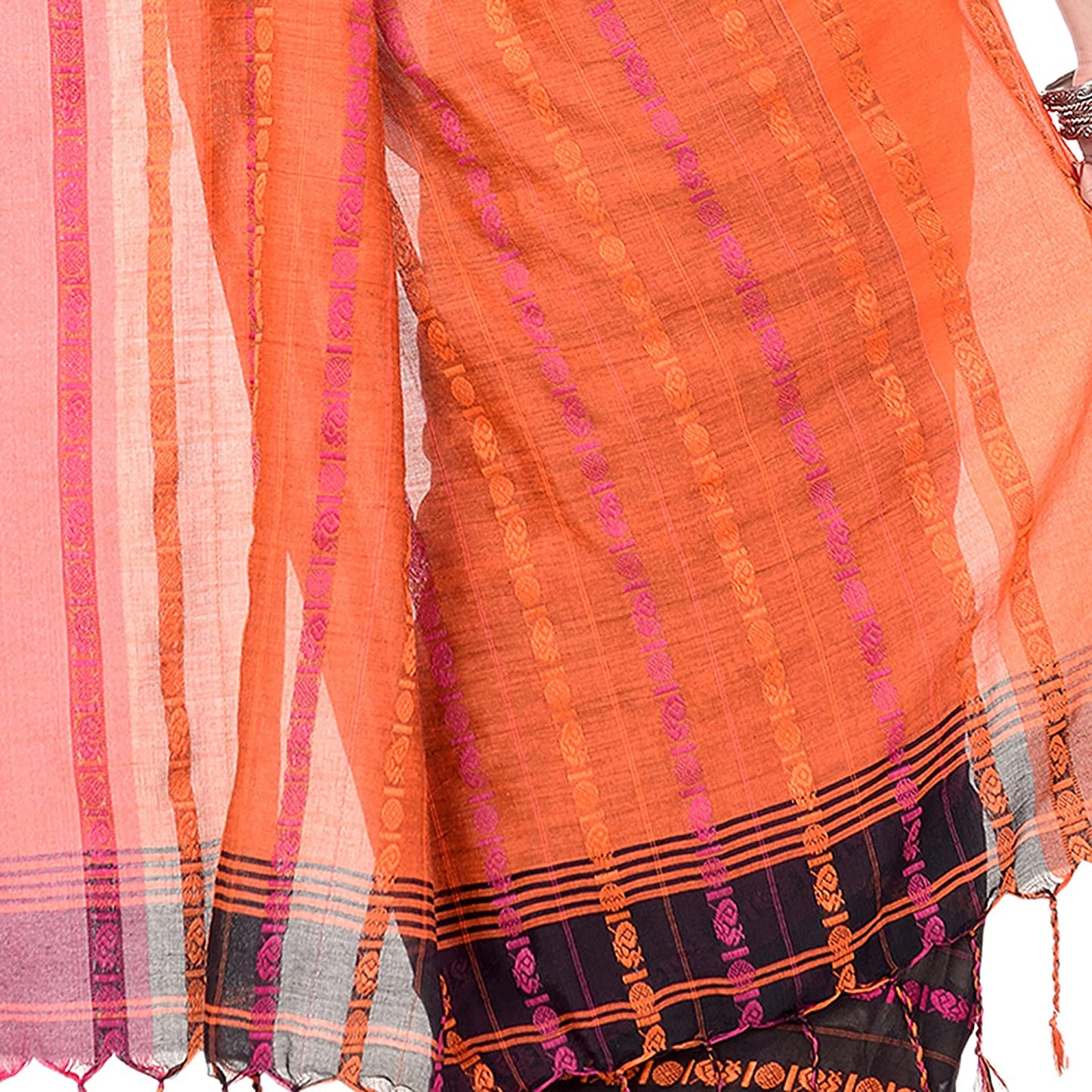 Women's Handwoven Black Dhaniakhali Cotton Saree