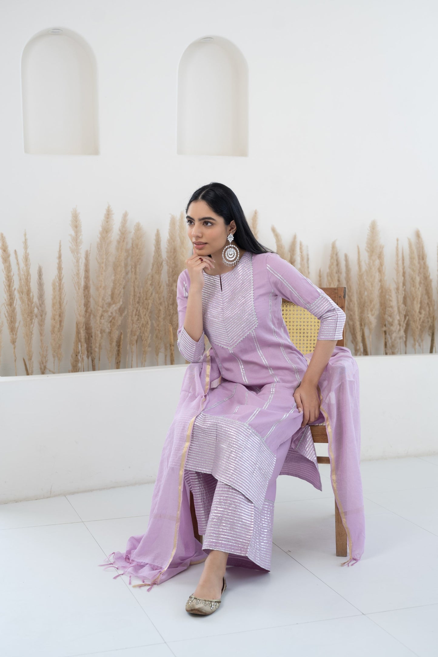 Women’s Lavender Kurta palazzo set with dupatta