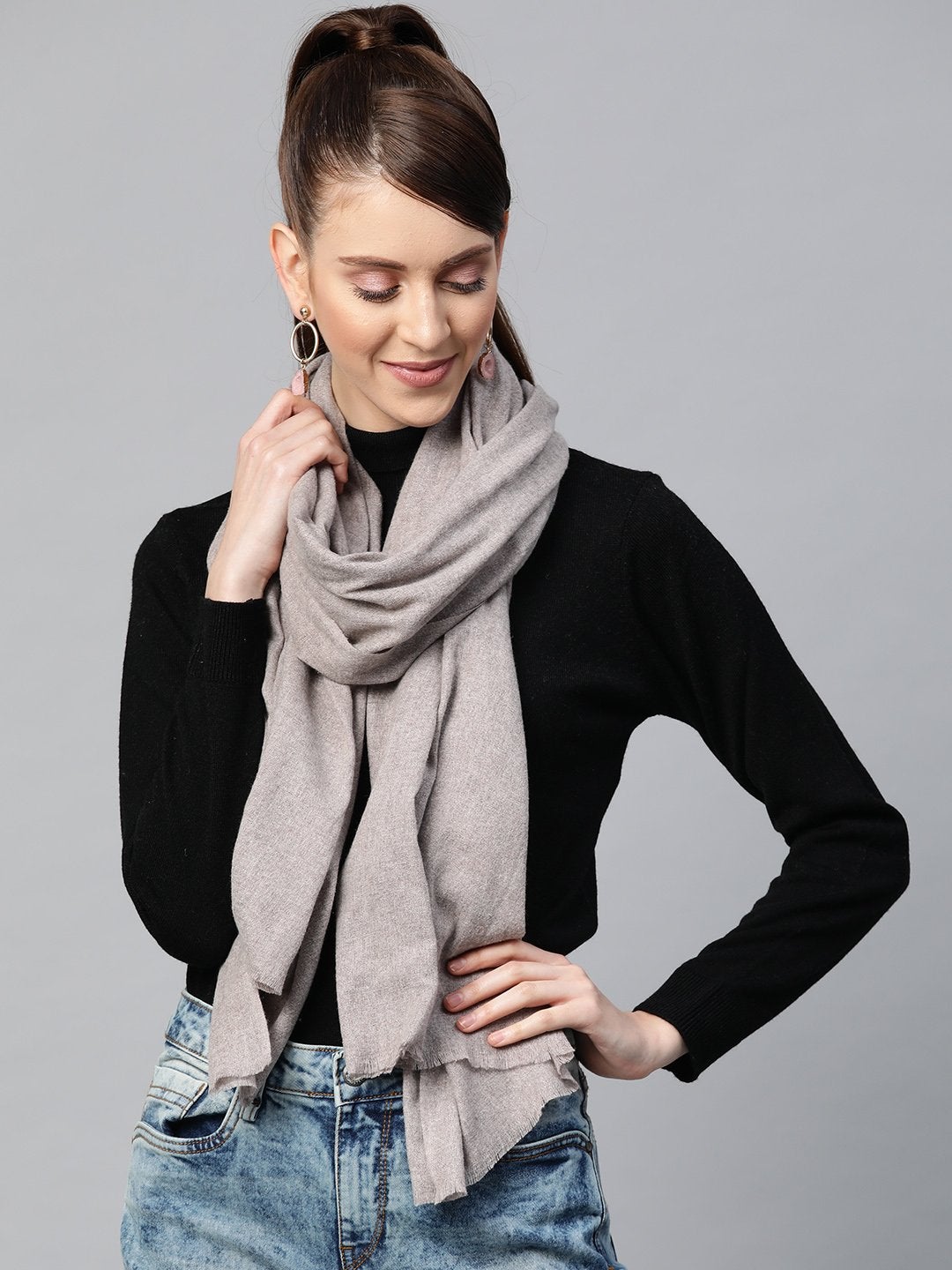 Women's Brown Recycled Poly Cotton Brushed Stole