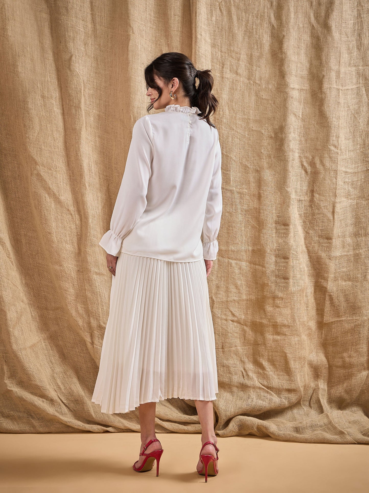 Women's White Solid Co-Ord Set