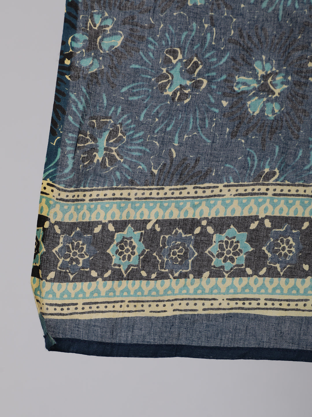 Women's Plus Size Blue floral Printed Kurta And Palazzo With Dupatta