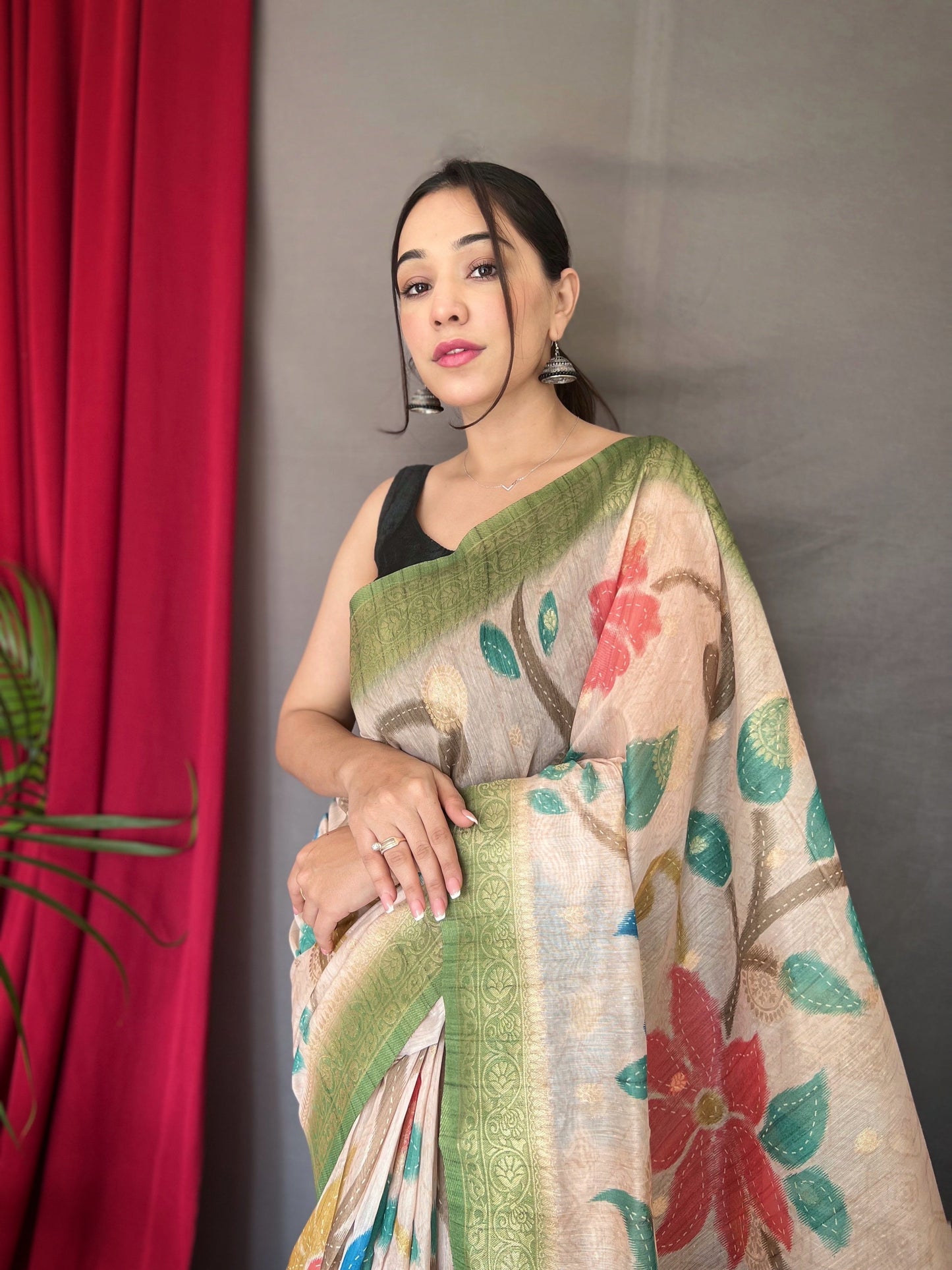 Women's Pista Green Color Chanderi Banarasi Silk Saree Pista Green