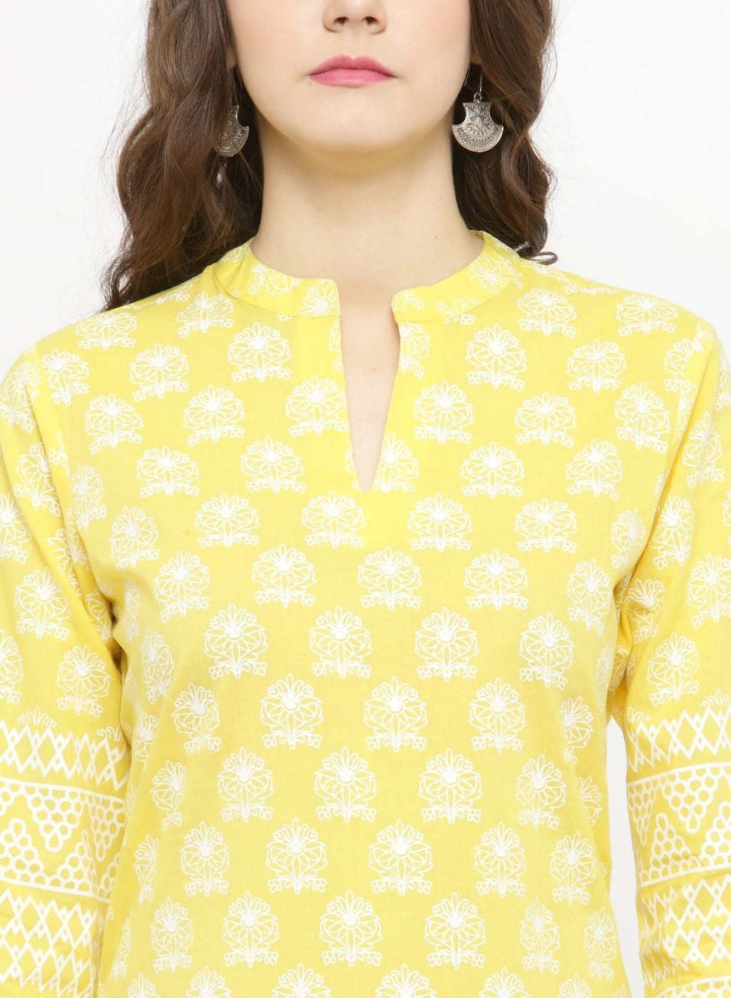 Women's Yellow Printed Straight Kurta