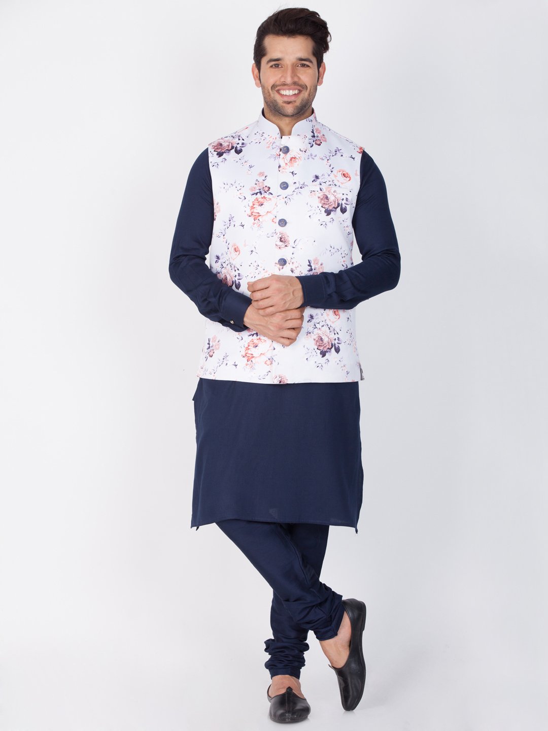 Men's Multicolor Cotton Silk Blend Ethnic Jacket