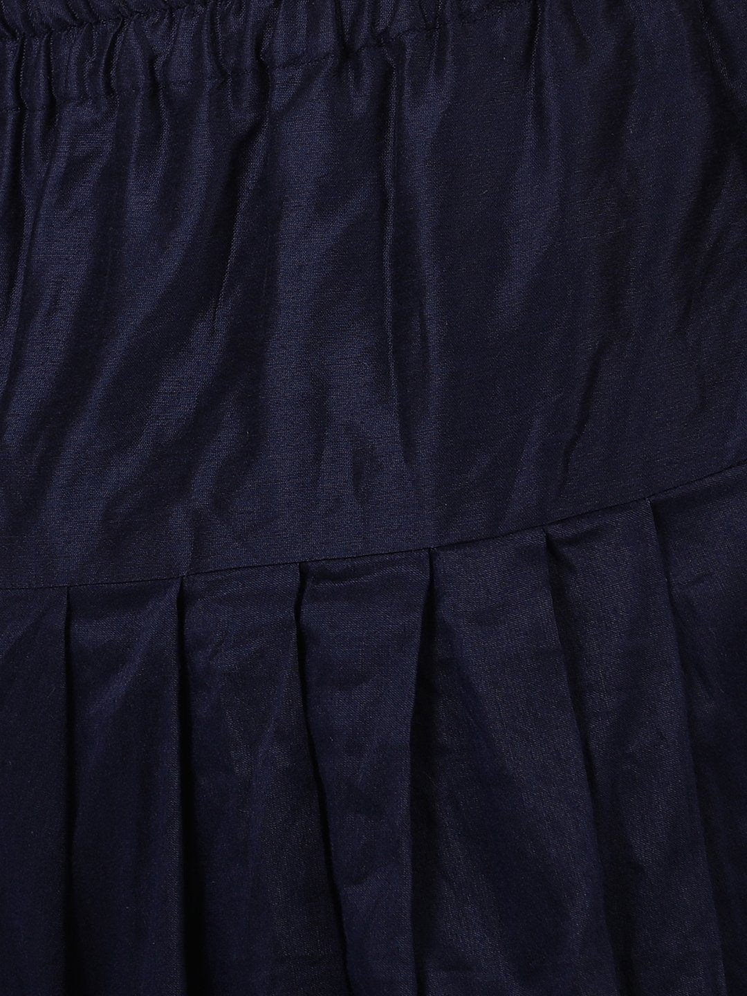 Men's Dark Blue Cotton Silk Blend Ethnic Jacket, Kurta and Dhoti Pant Set