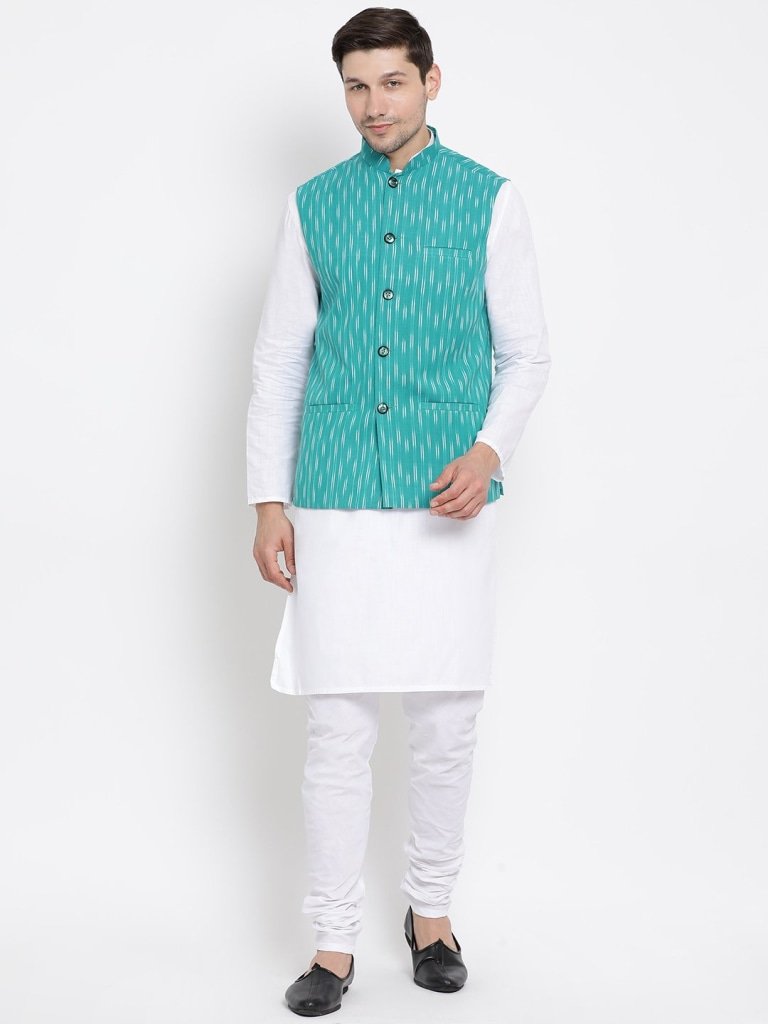 Men's Light Blue Cotton Ethnic Jacket