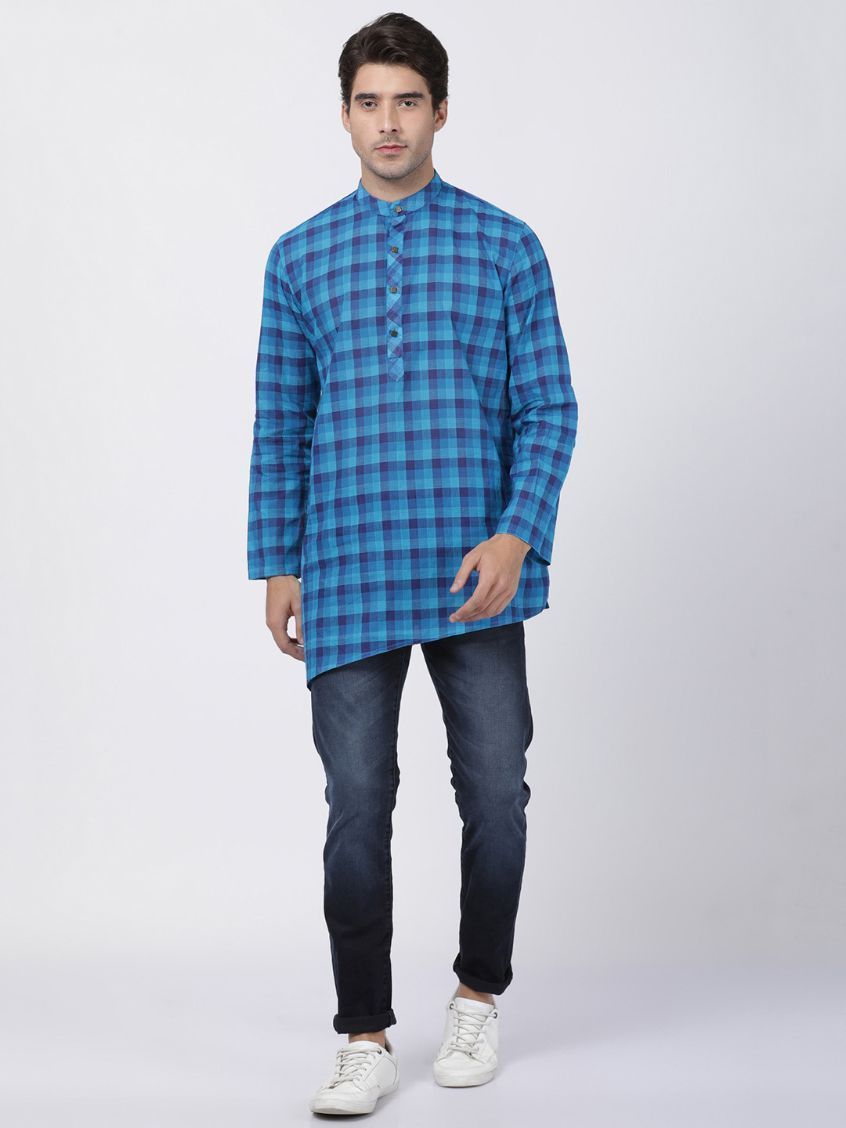 Men's Blue Pure Cotton Kurta
