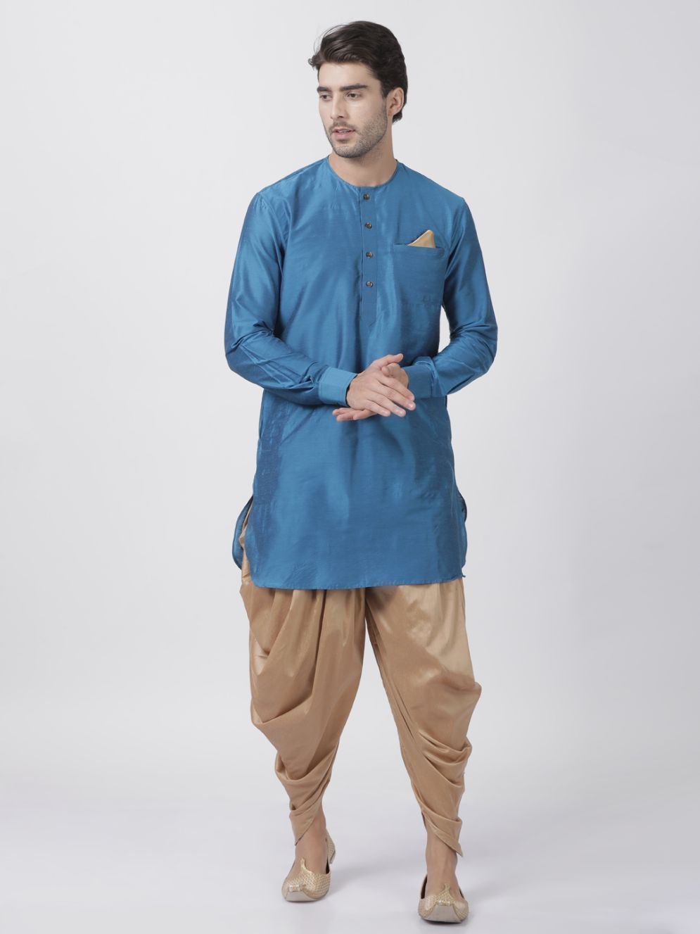Men's Dark Blue Cotton Blend Kurta