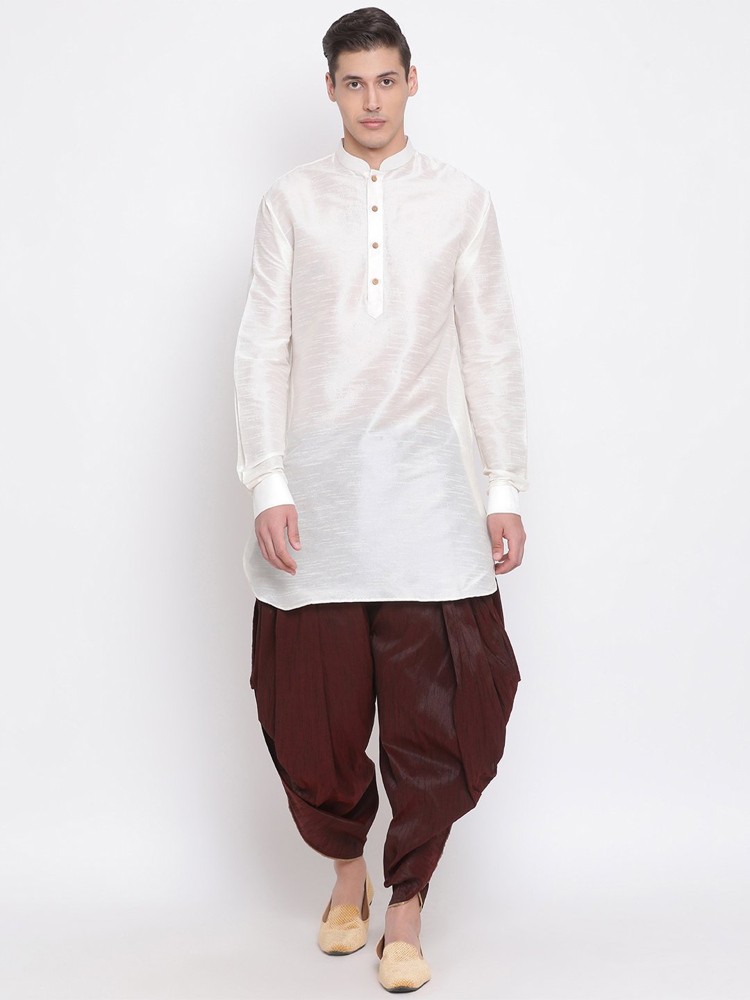 Men's Wine Solid Dhoti Pant