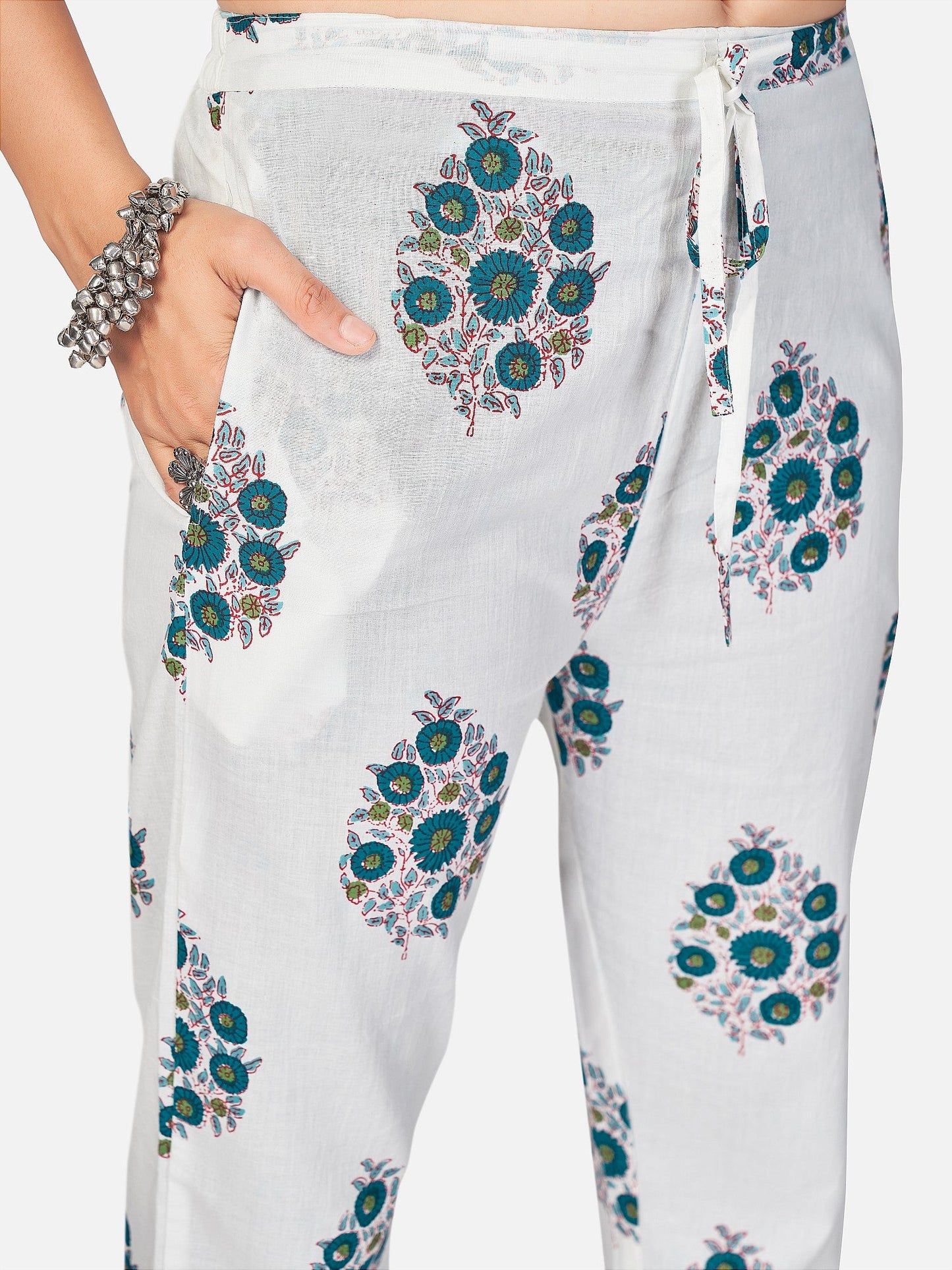 Women's Blue Cotton Kurta With Pant & Dupatta By Vbuyz (3