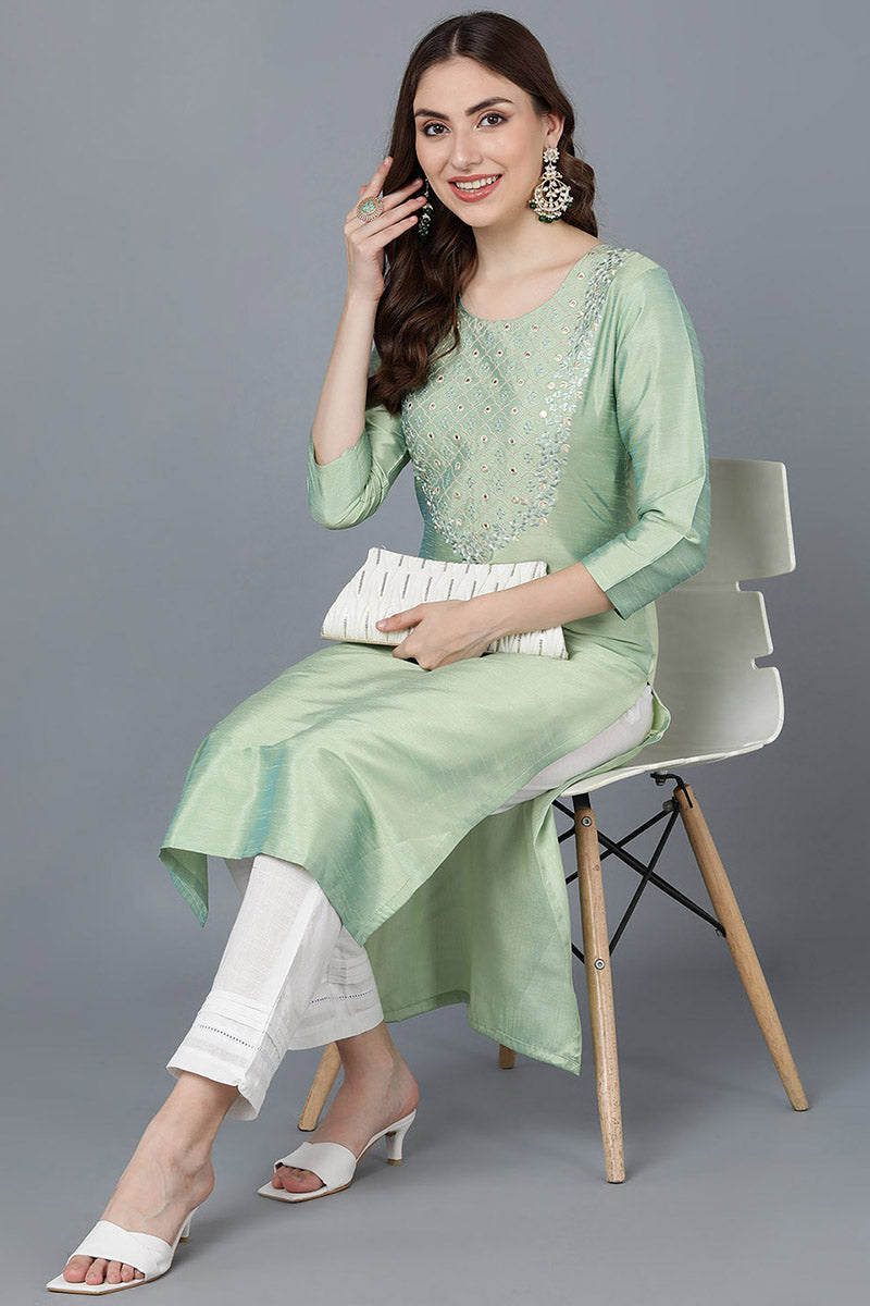 Women's Ahika Poly Silk Embroidered Dresse
