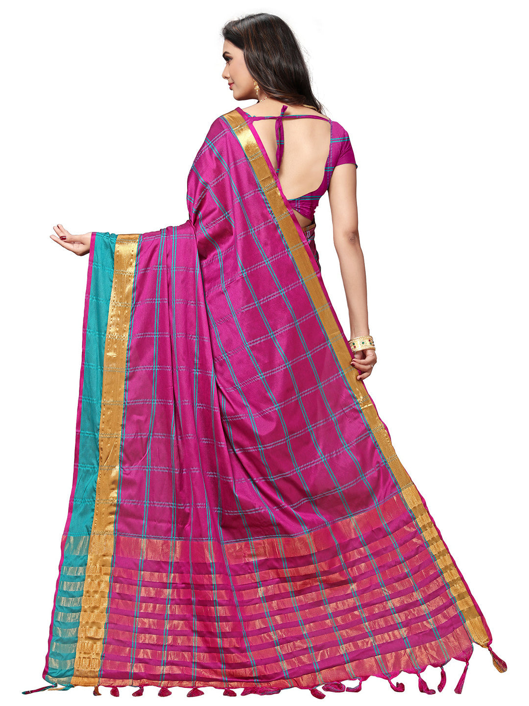 Women's Purple Silk Blend Woven Saree