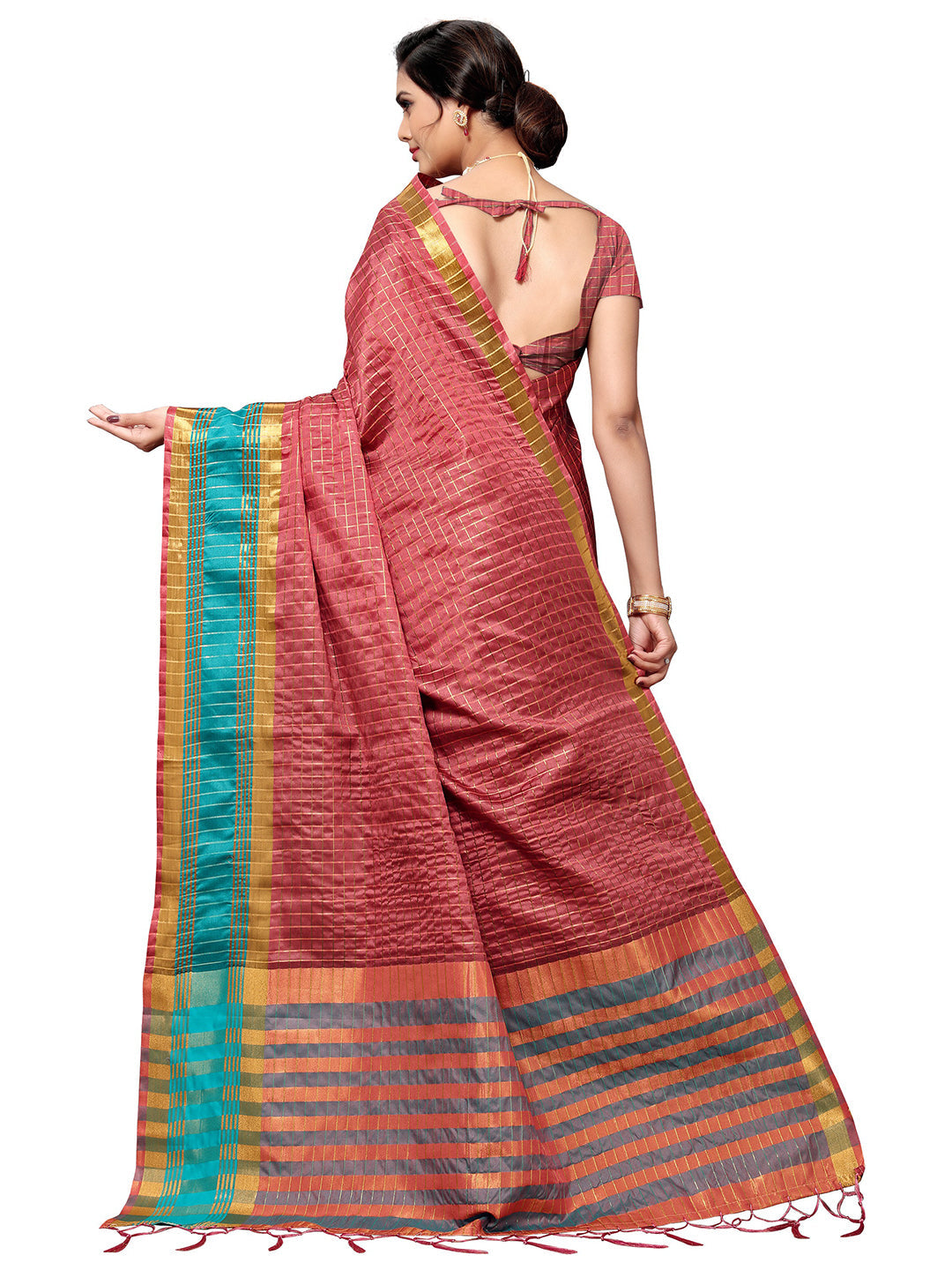 Women's Pink Art Silk Self Design Saree