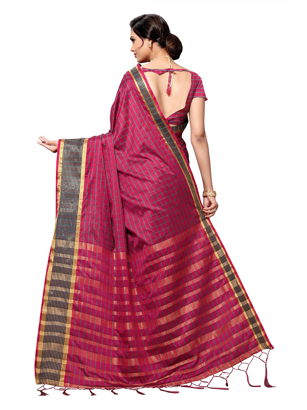 Women's Pink Art Silk Self Design Saree