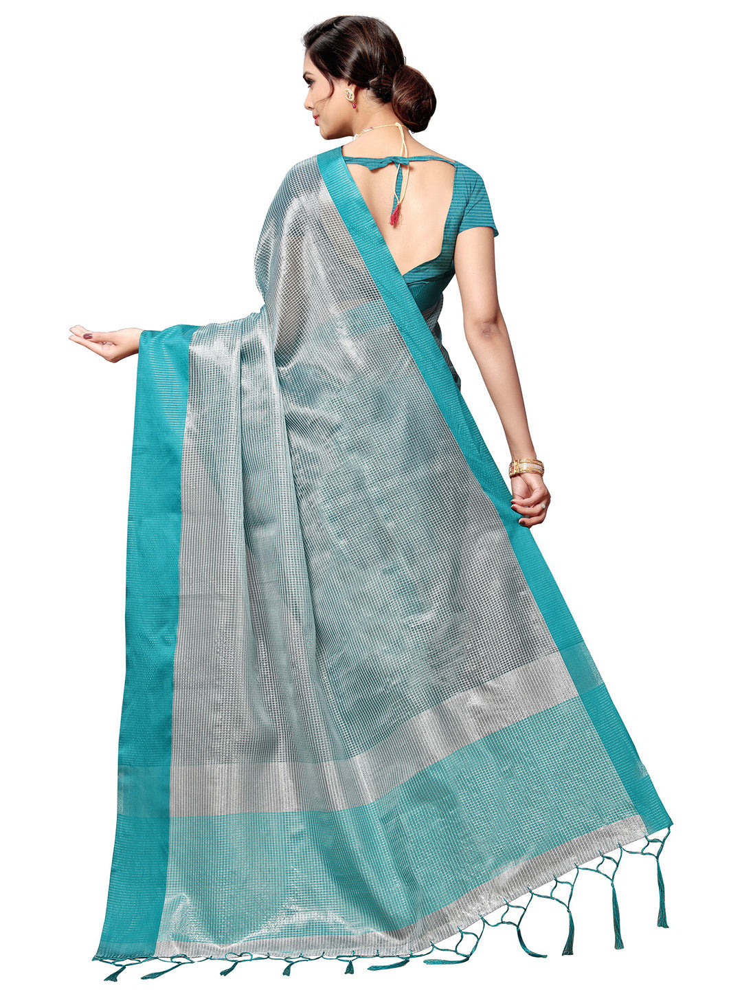Women's Blue Art Silk Self Design Saree