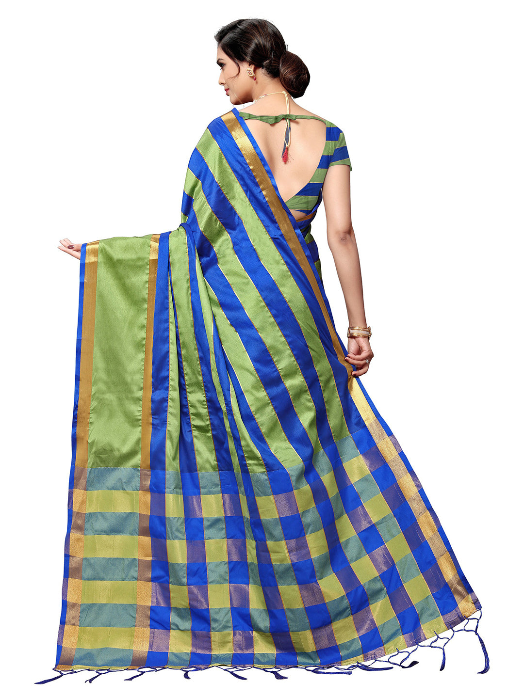 Women's Blue Art Silk Self Design Saree