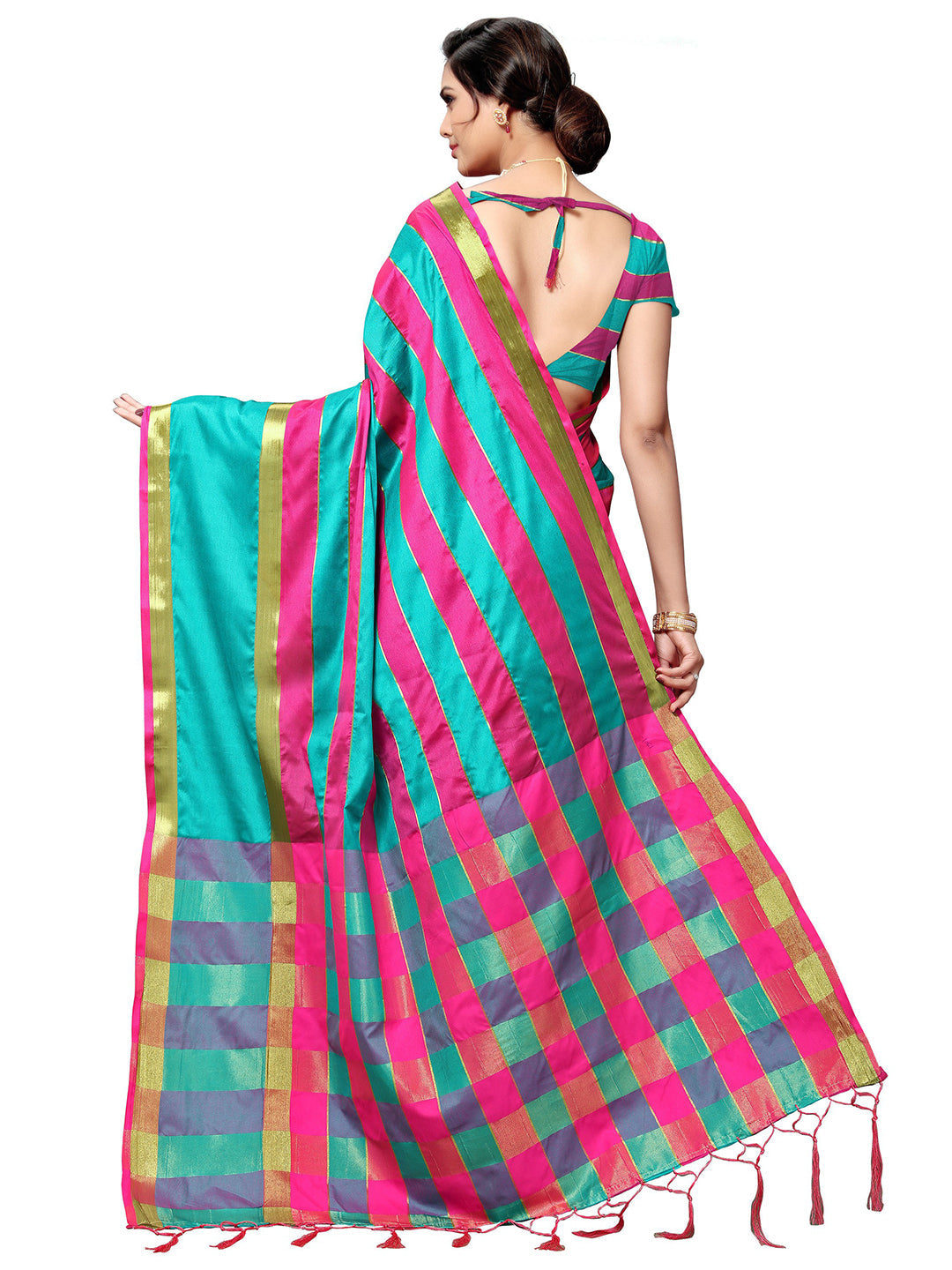 Women's Pink Art Silk Self Design Saree