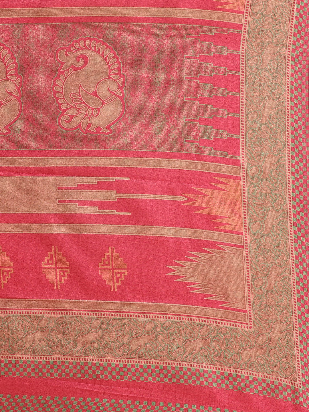 Women's Pink Art Silk Printed Saree