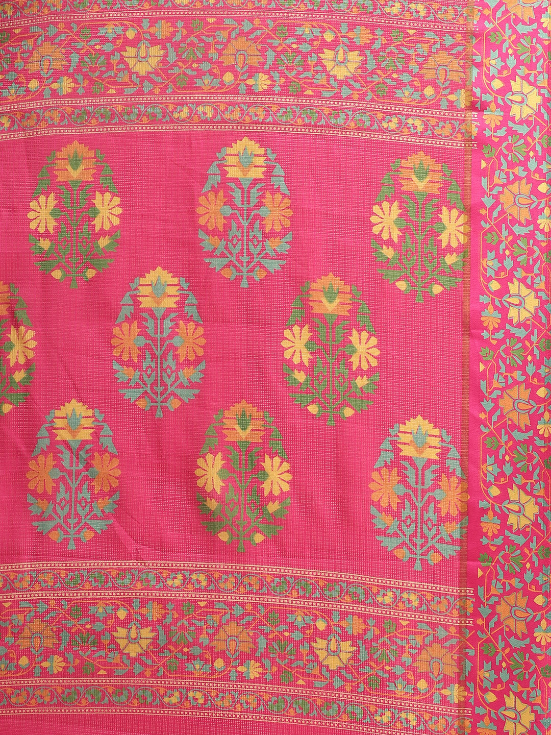 Women's Pink Cotton Blend Printed Saree