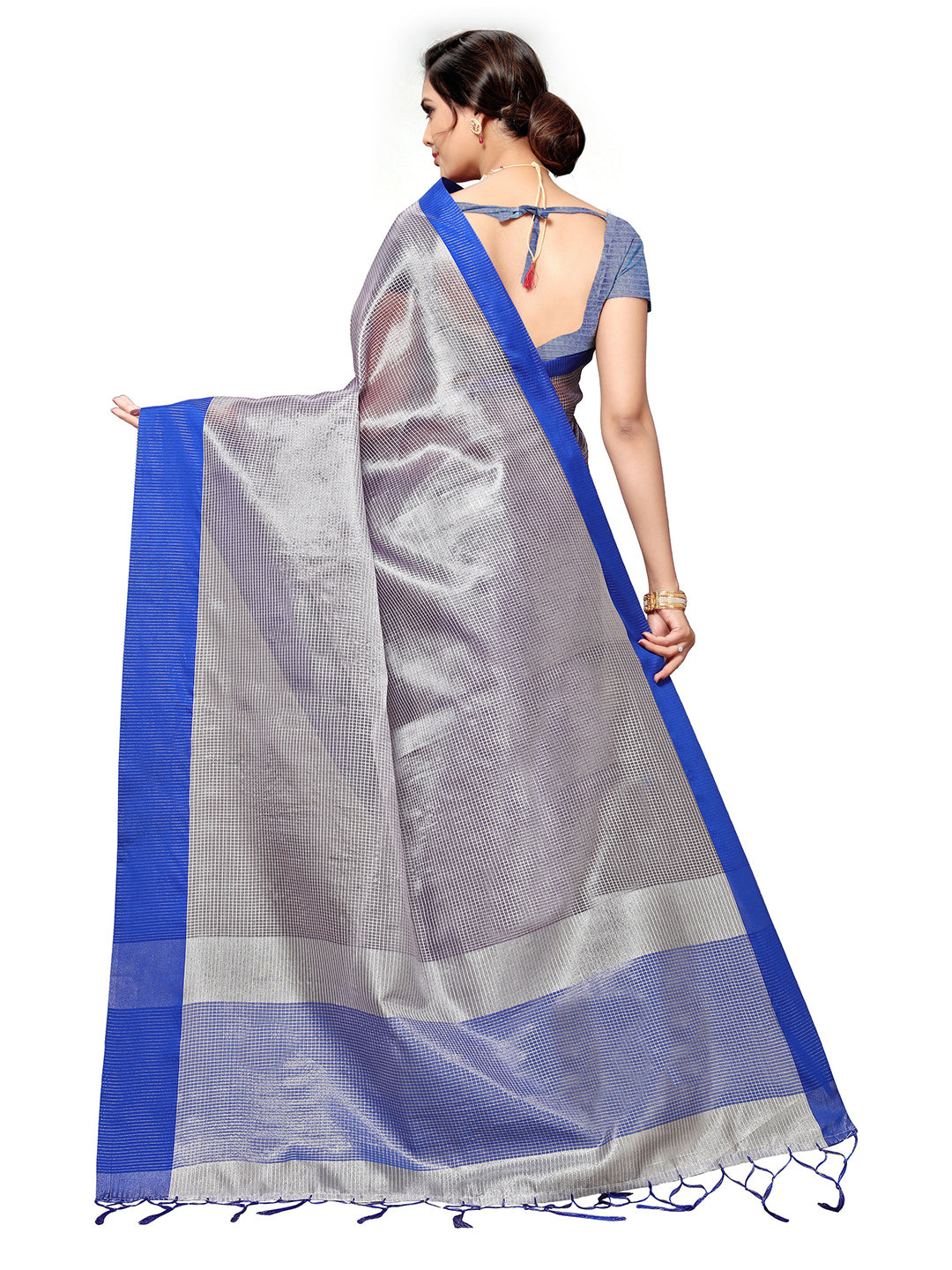 Women's Pink Cotton Blend Printed Saree