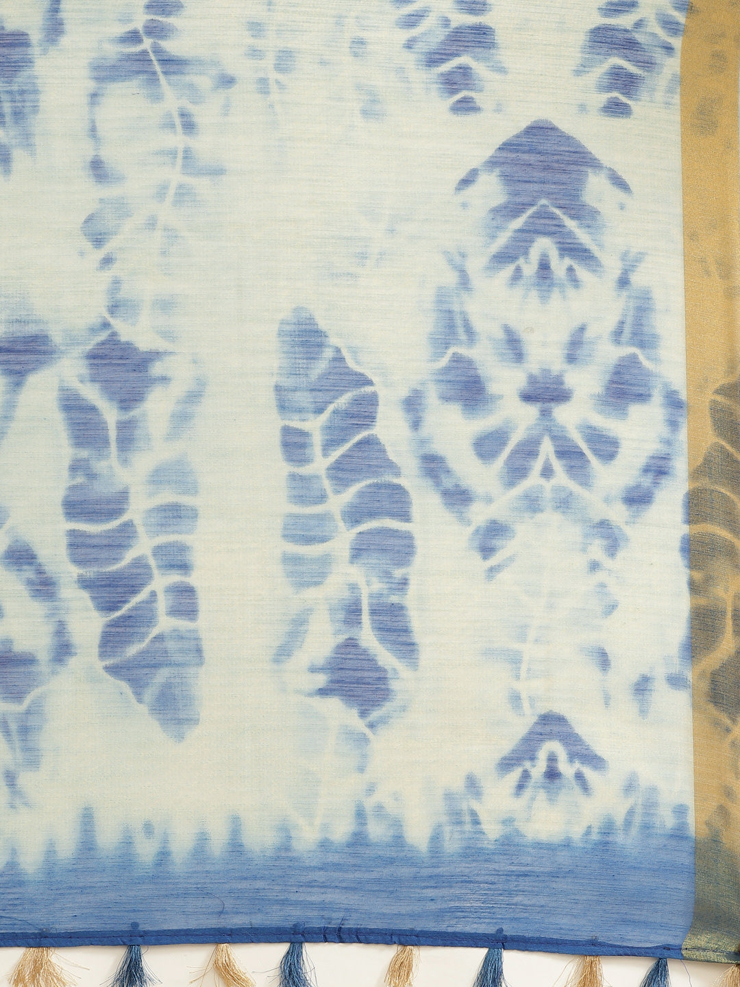 Women's Blue Cotton Blend Printed Saree