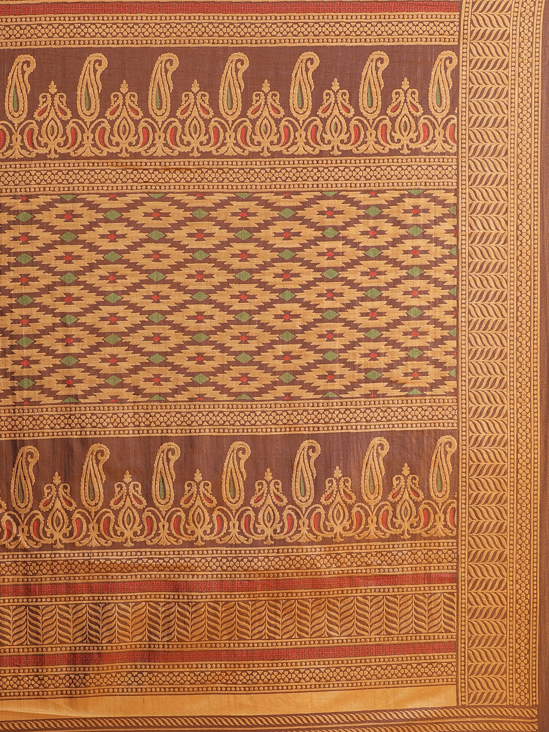 Women's Brown Silk Blend Printed Saree