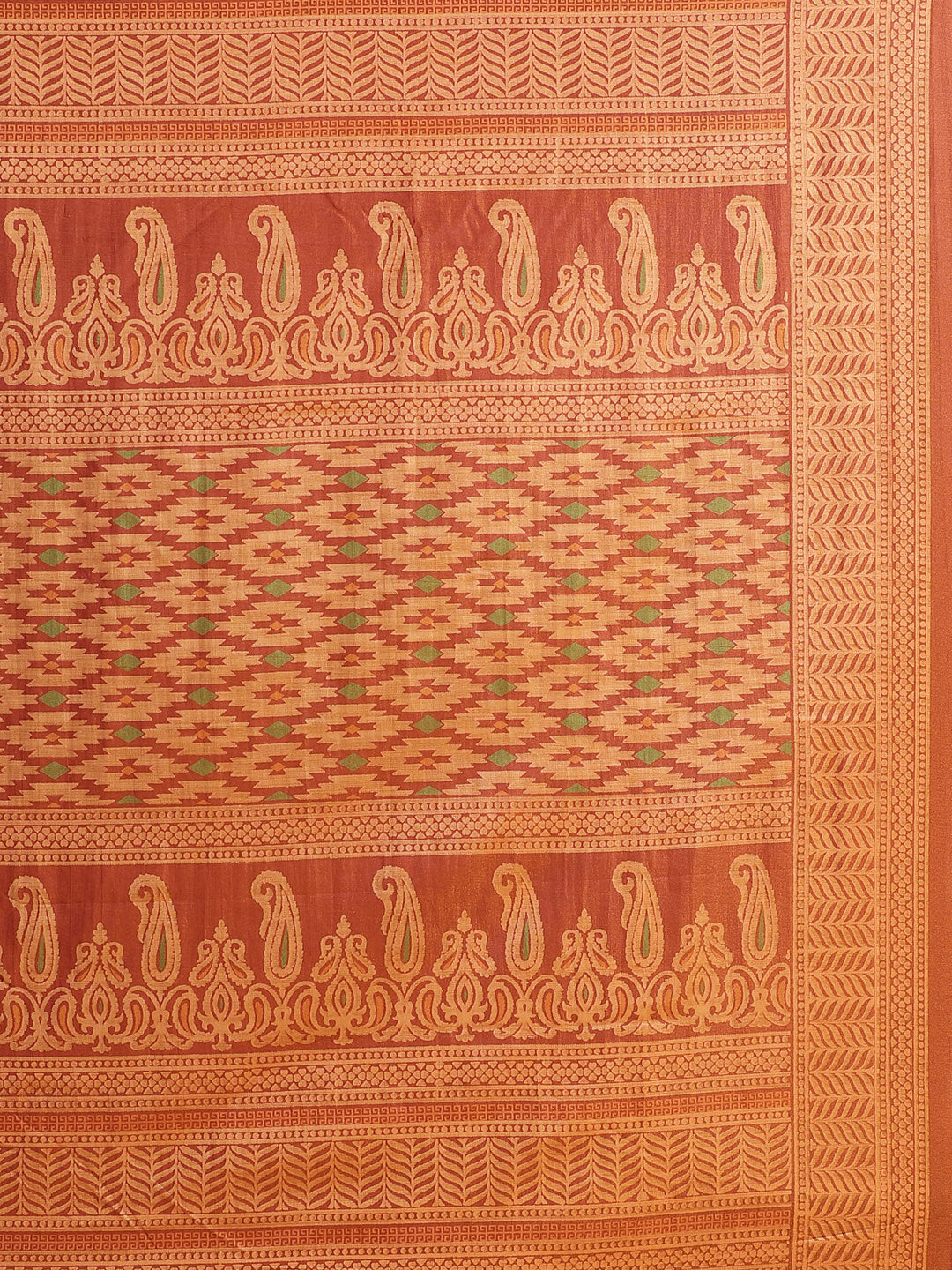 Women's Brown Silk Blend Printed Saree