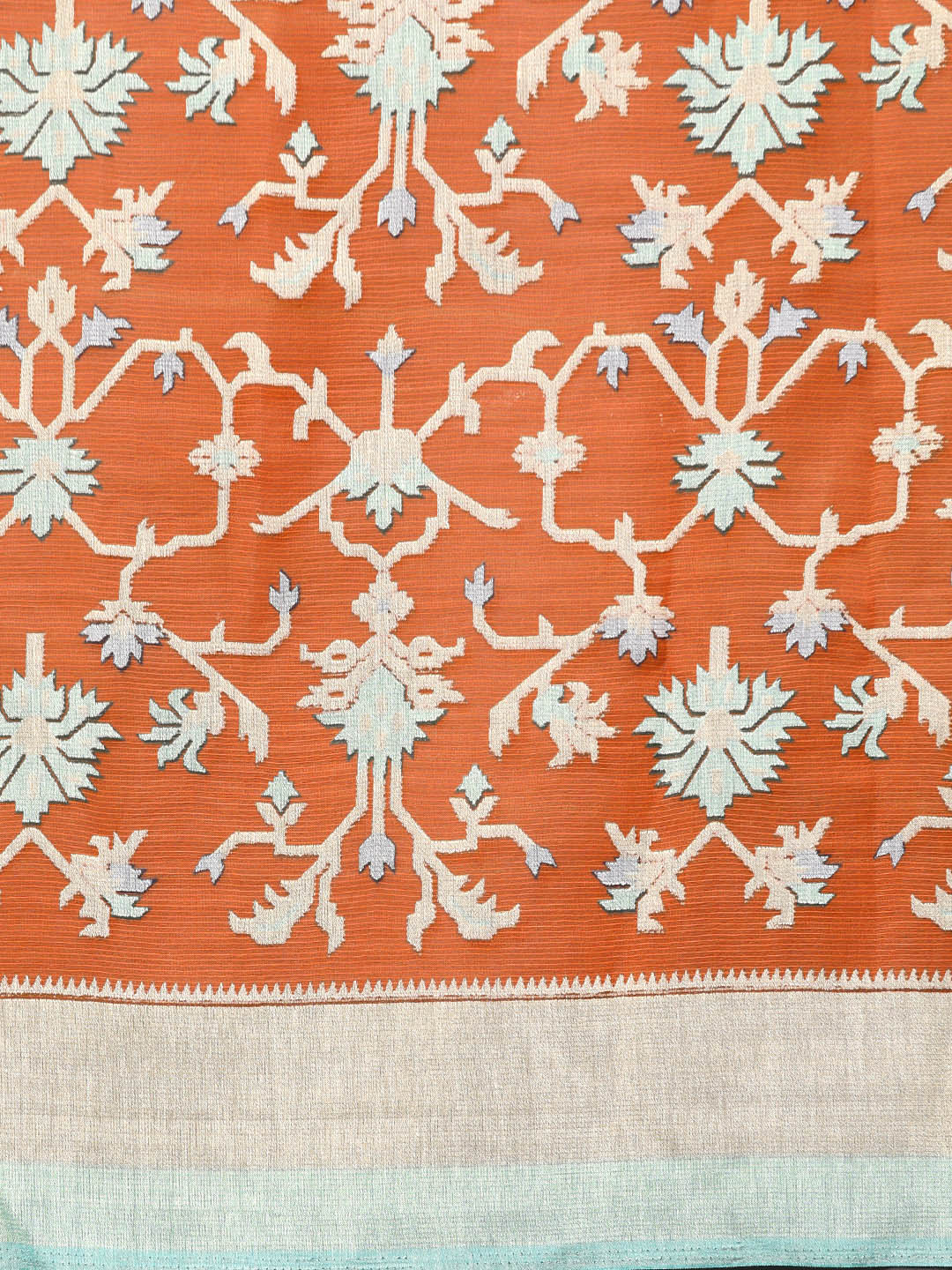 Women's Orange Brasso Printed Saree