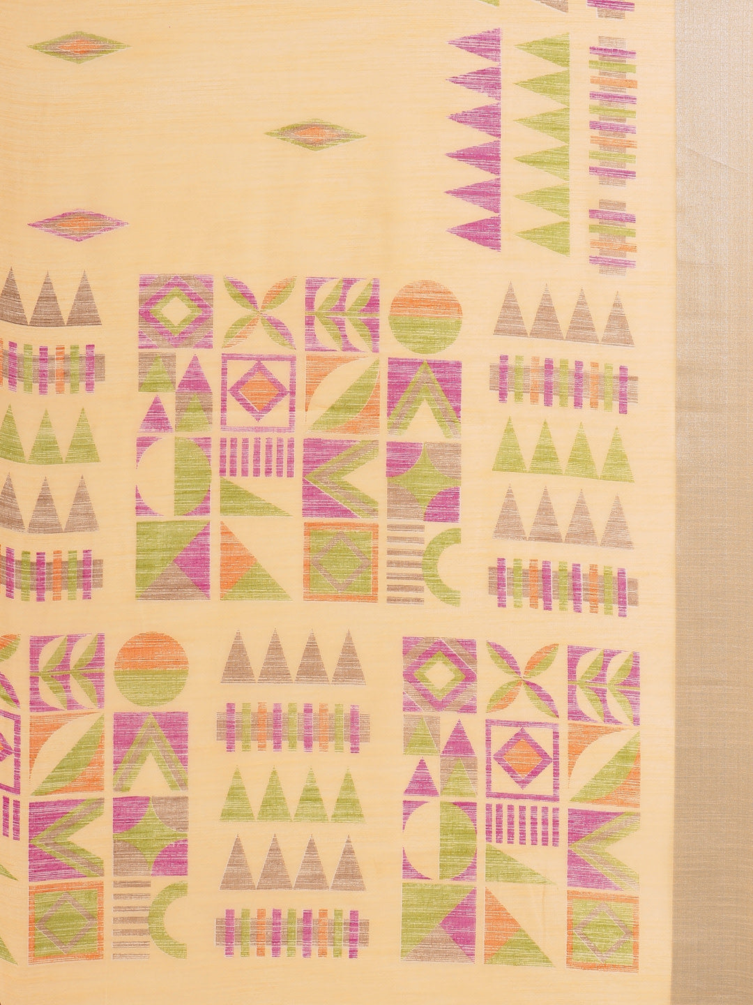 Women's Orange Cotton Blend Printed Saree