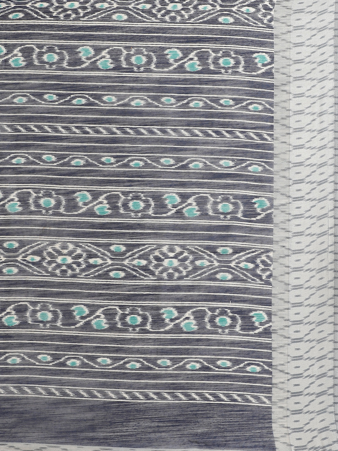 Women's Blue Cotton Blend Printed Saree